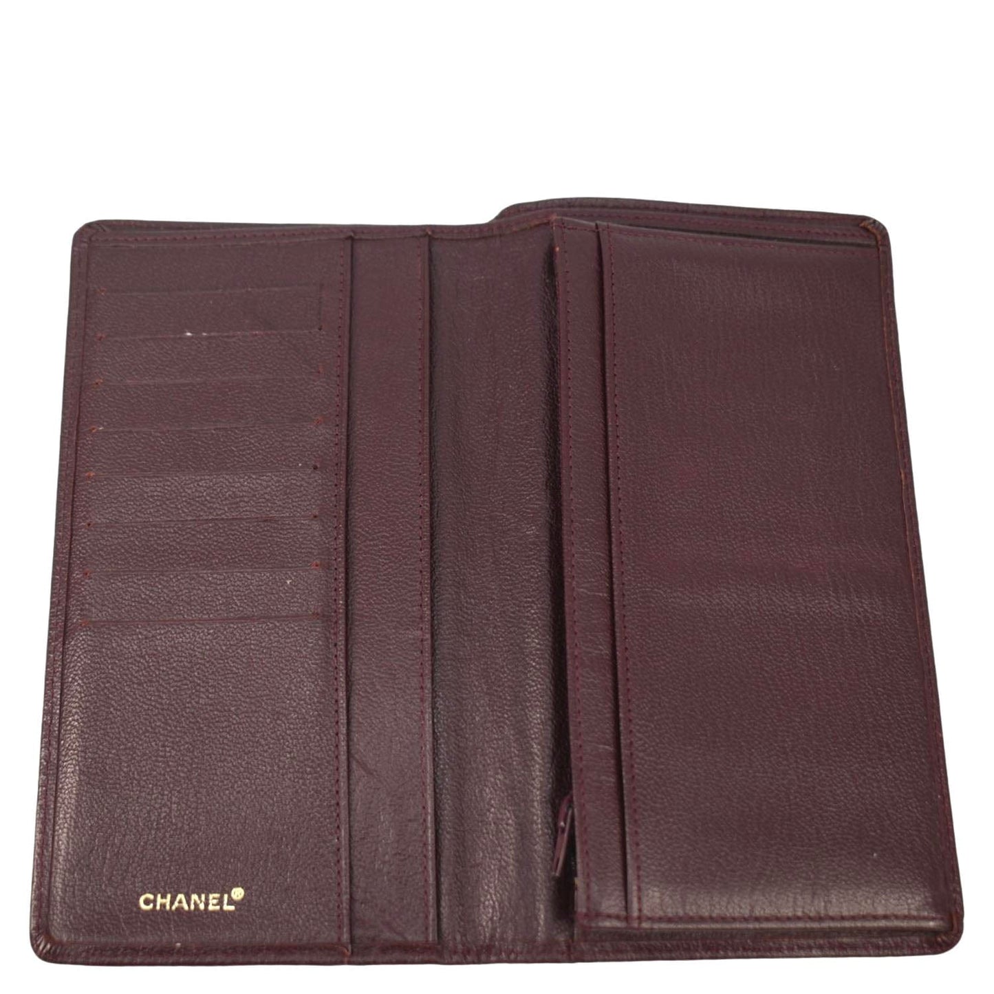 CHANEL  L-Yen Leather Wallet Burgundy