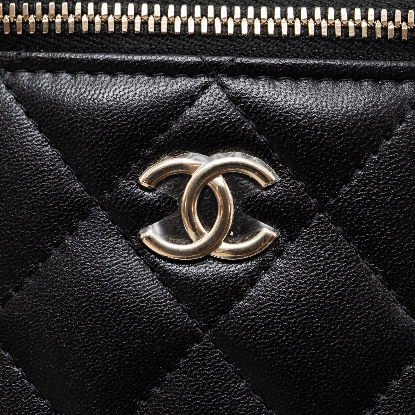 Chanel Top Handle Mini Vanity Case with chains Lambskin Black L
