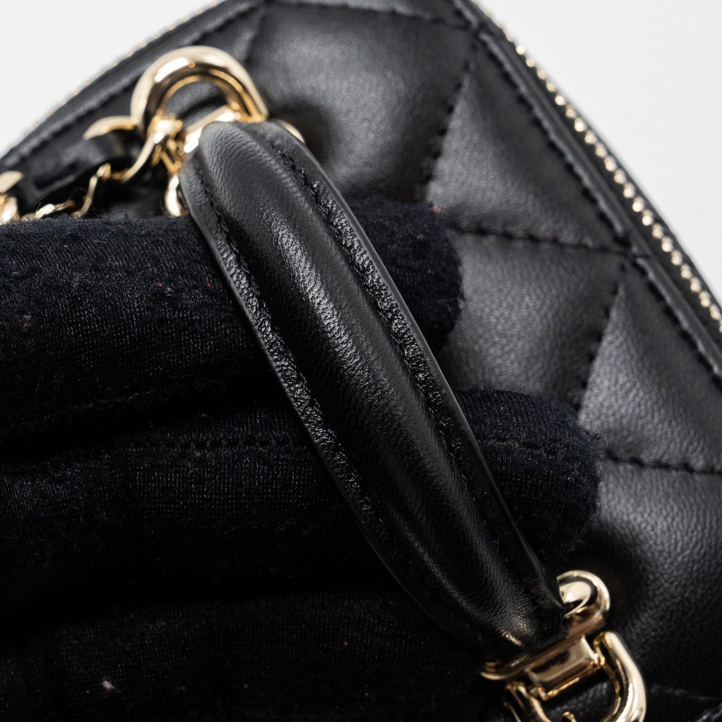 Chanel Top Handle Mini Vanity Case with chains Lambskin Black L