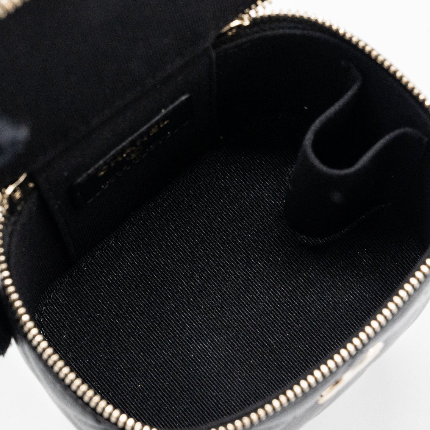 Chanel Top Handle Mini Vanity Case with chains Lambskin Black L