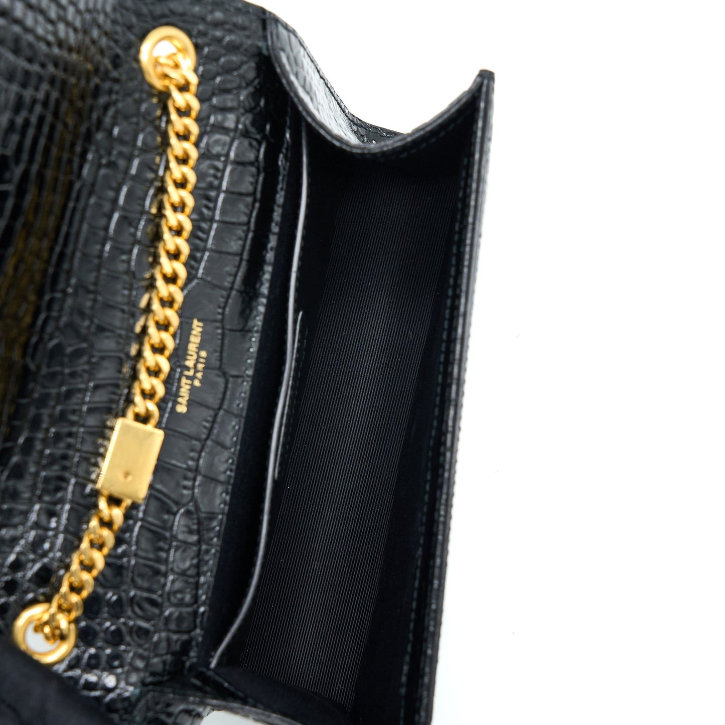 Saint Laurent Kate Purse Crocodile-Embossed Calfskin Black