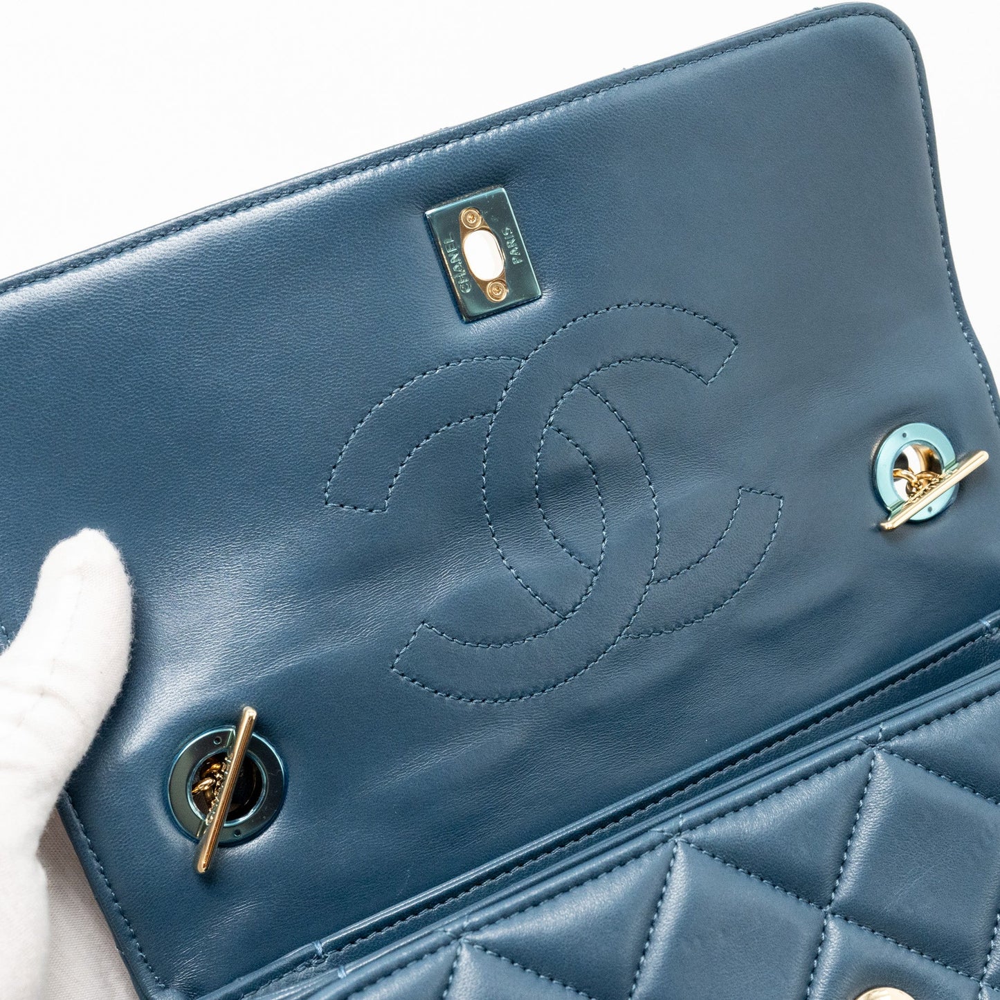 Chanel Small Trendy CC Flap Bag Lambskin Blue
