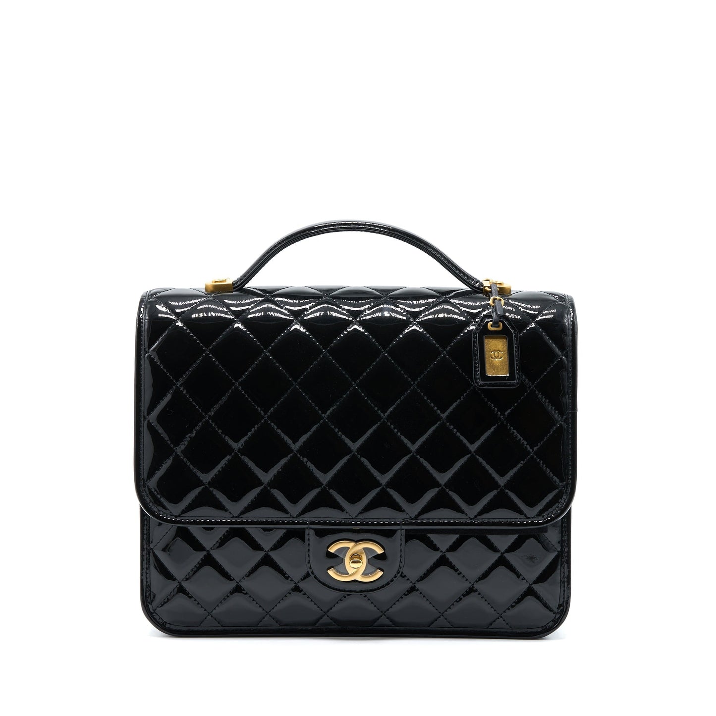 Chanel 22K Large Backpack Patent Black Brushed  (Microchip)
