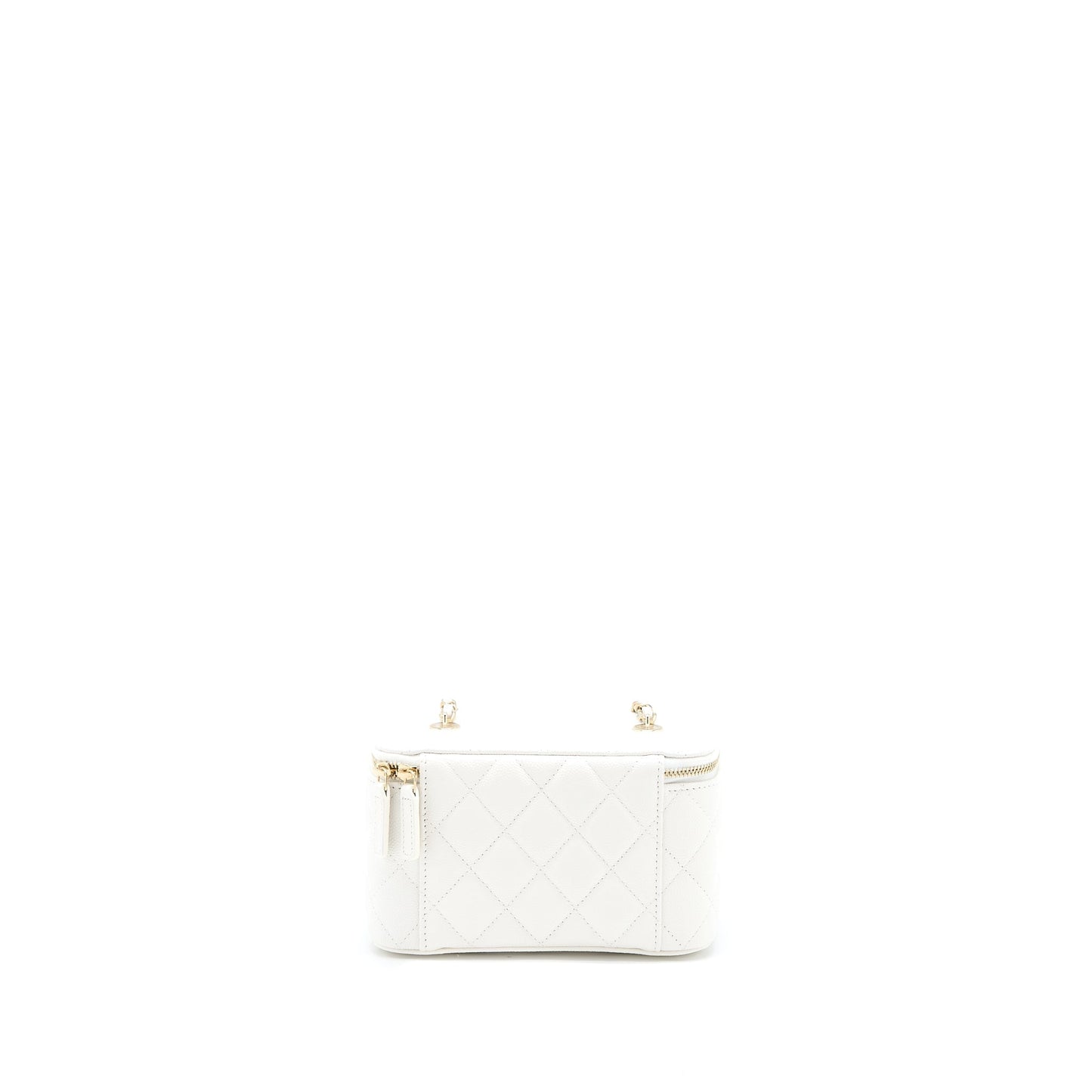 Chanel Long Vanity With Chain Caviar White L (Microchip)