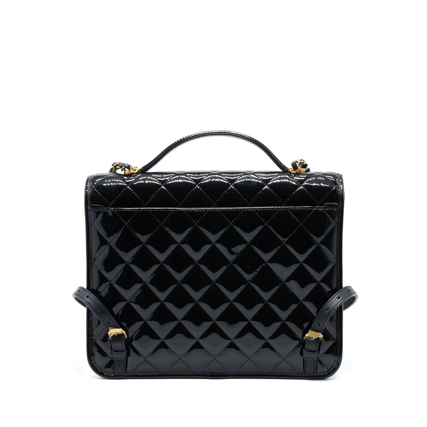Chanel 22K Large Backpack Patent Black Brushed  (Microchip)