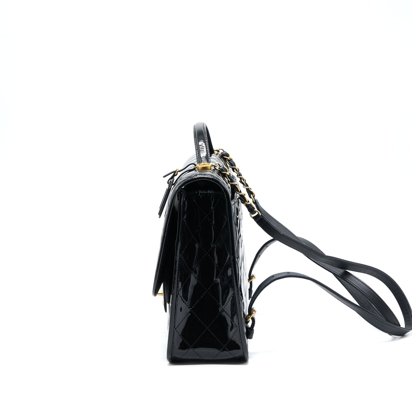 Chanel 22K Large Backpack Patent Black Brushed  (Microchip)