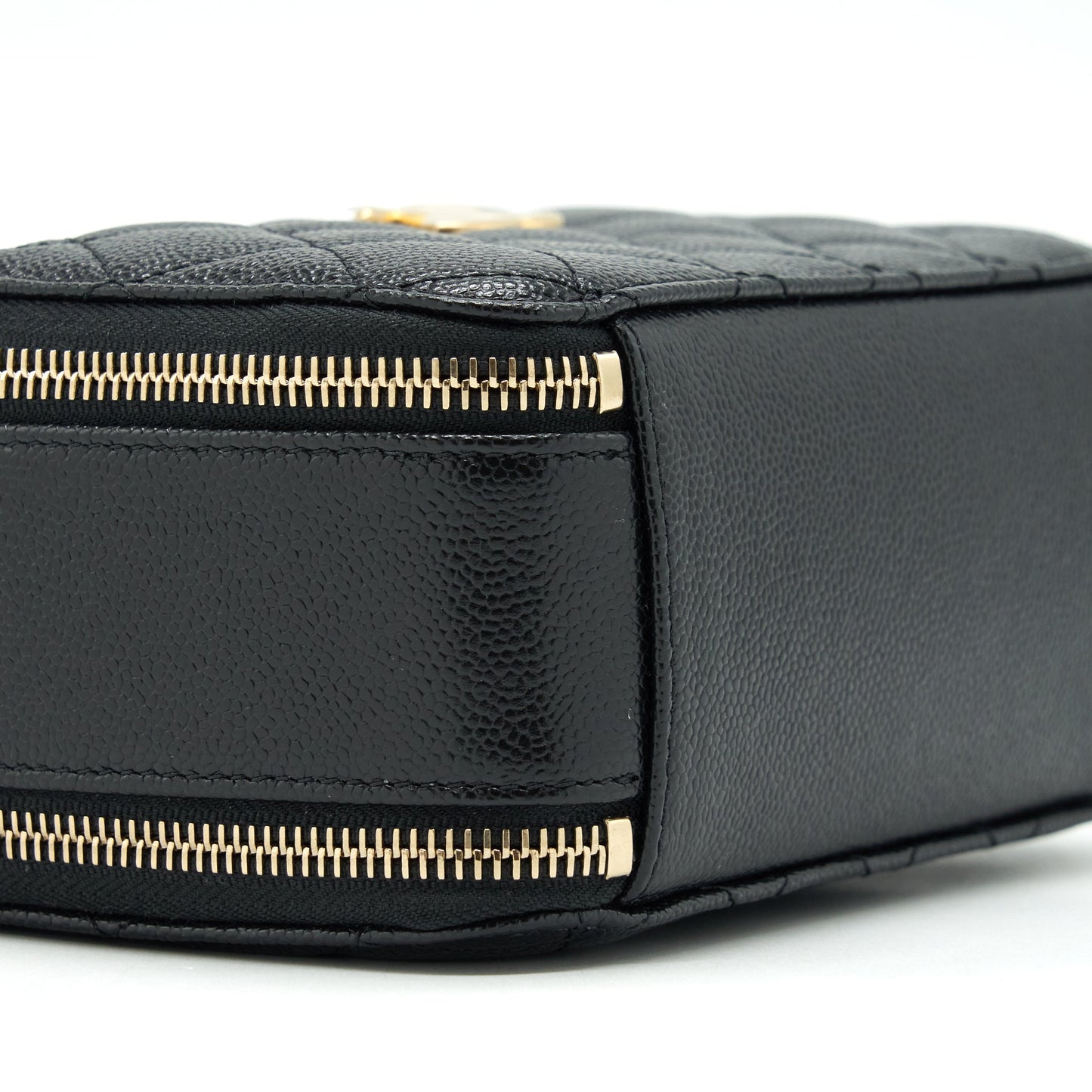 Chanel 22S Letter Top Handle Small Vanity Case Caviar Black Brushed