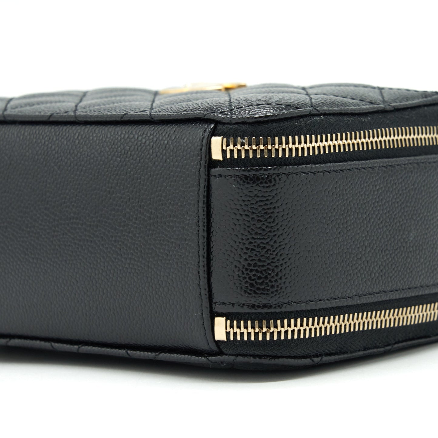 Chanel 22S Letter Top Handle Small Vanity Case Caviar Black Brushed