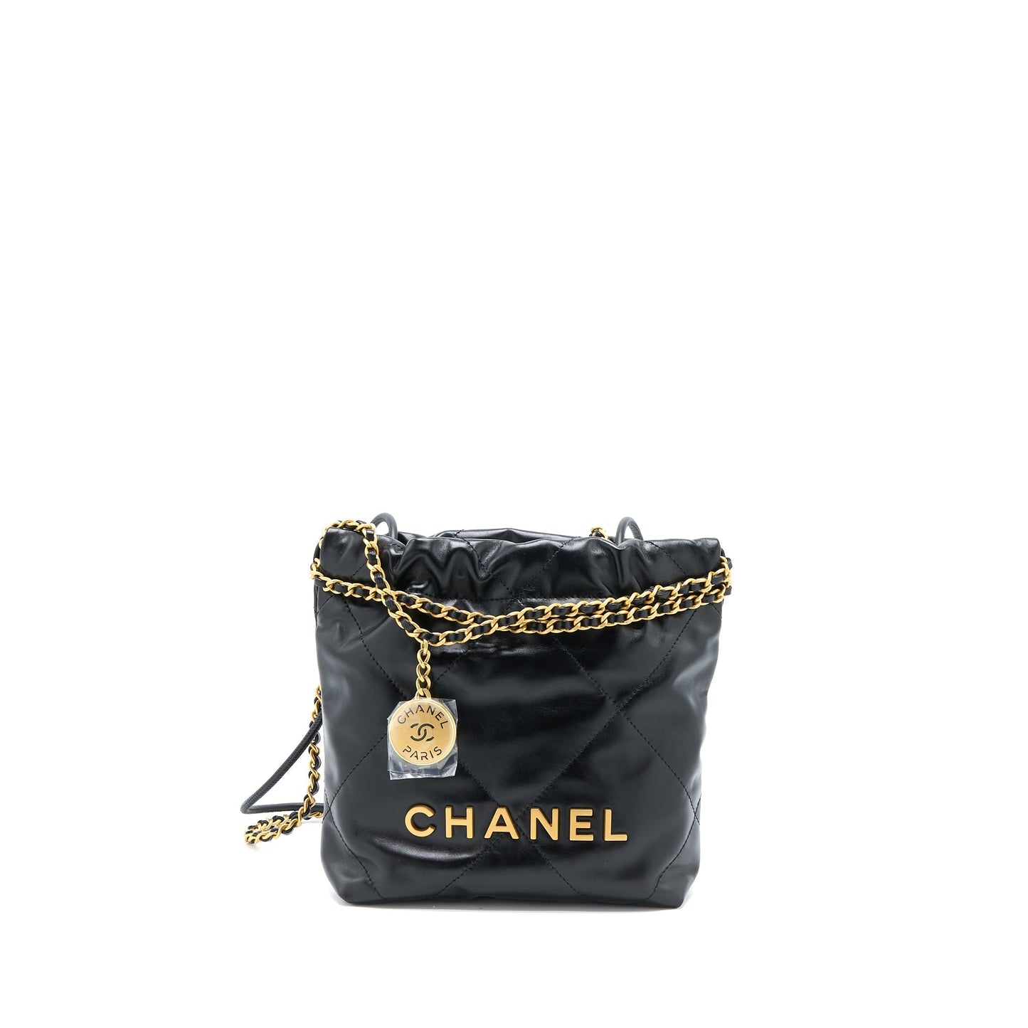 Chanel 23s Mini 22 Bag Aged Calfskin Black Brushed  (Microchip)