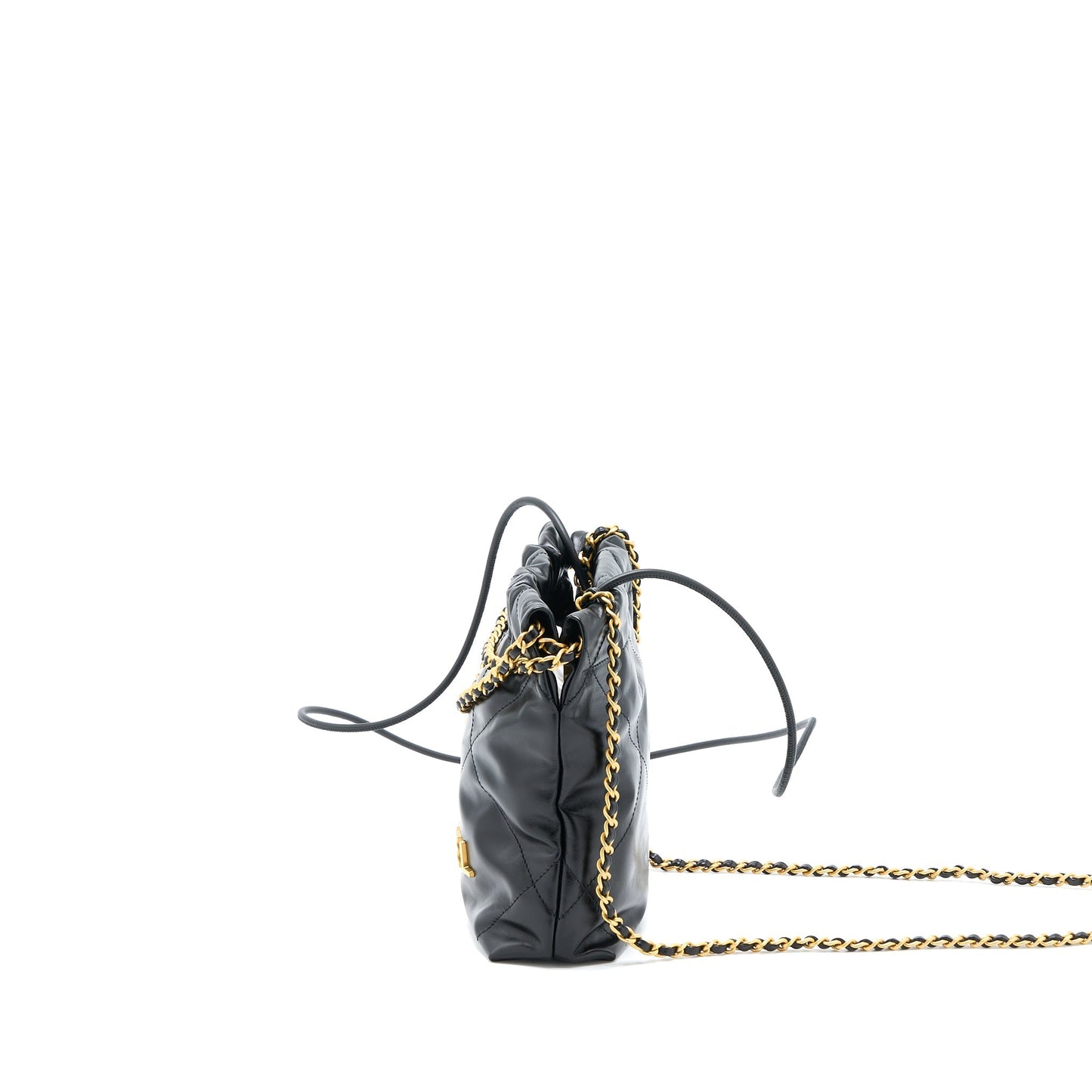 Chanel 23s Mini 22 Bag Aged Calfskin Black Brushed  (Microchip)