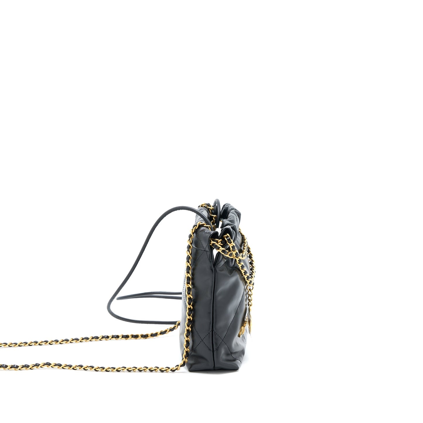 Chanel 23s Mini 22 Bag Aged Calfskin Black Brushed  (Microchip)