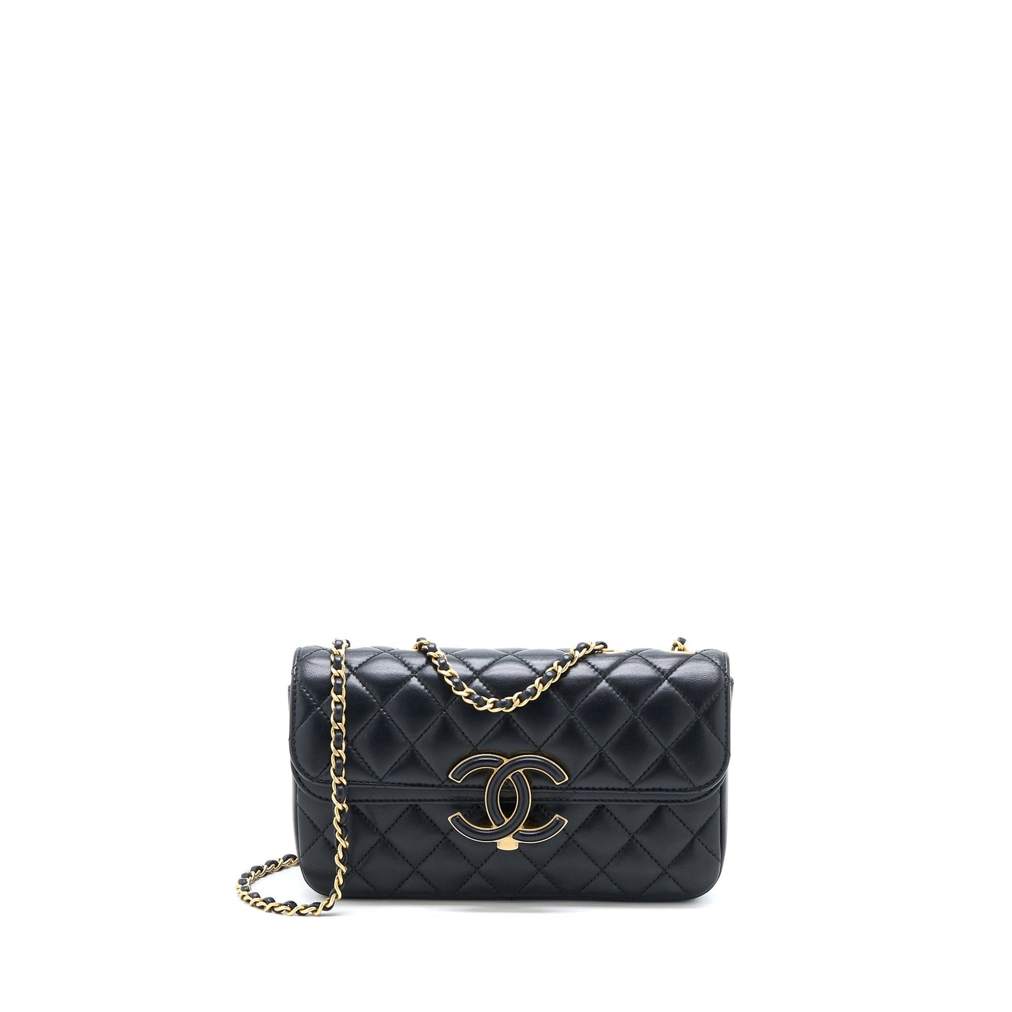 Chanel Small Enamel CC Flap Bag Lambskin Black