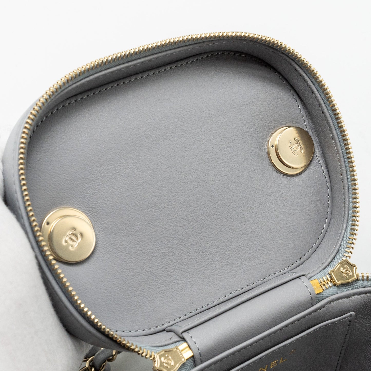 CHANEL Trendy CC Top Handle Vanity With Chain Lambskin Grey L
