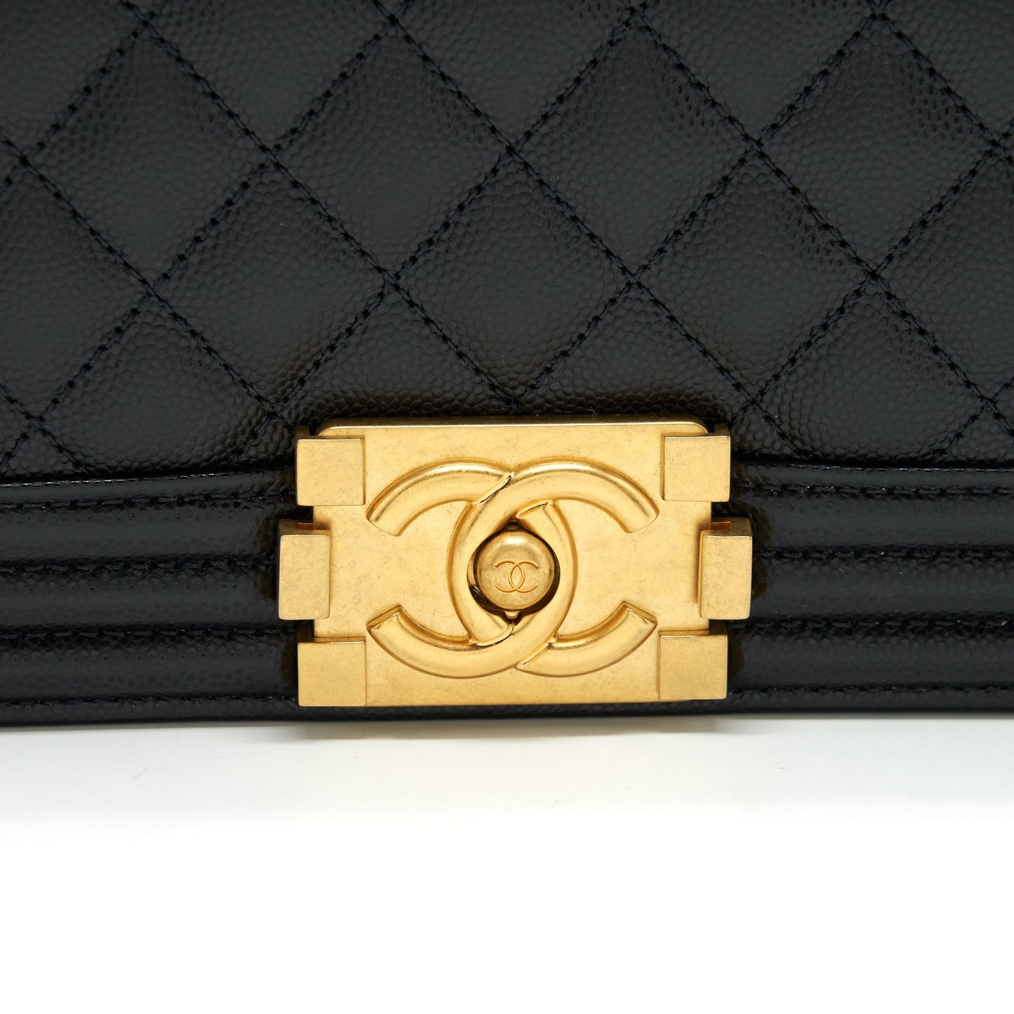 Chanel Medium Boy Bag Caviar Black With Brushed