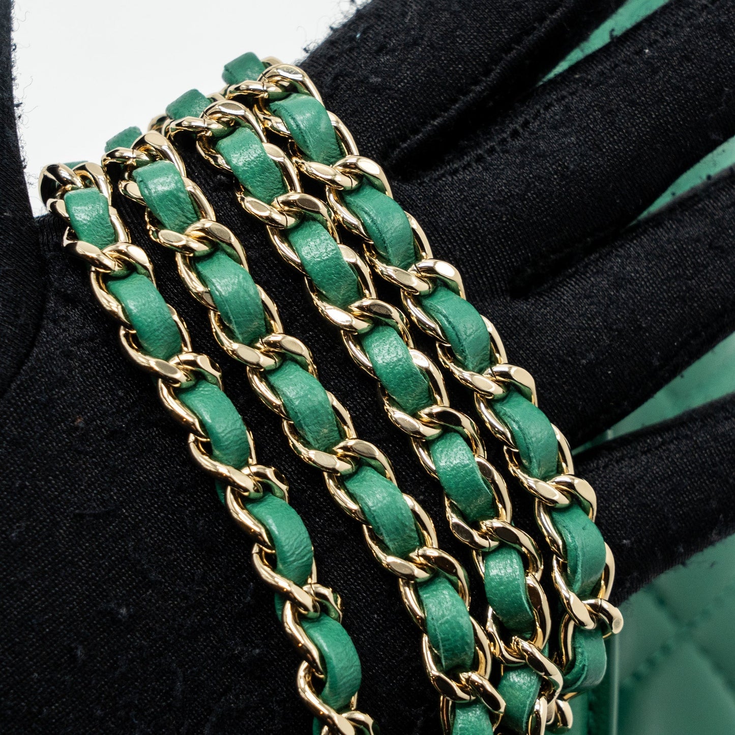 Chanel Top Handle Mini Flap Bag with Chain Lambskin Green L (Microchip)