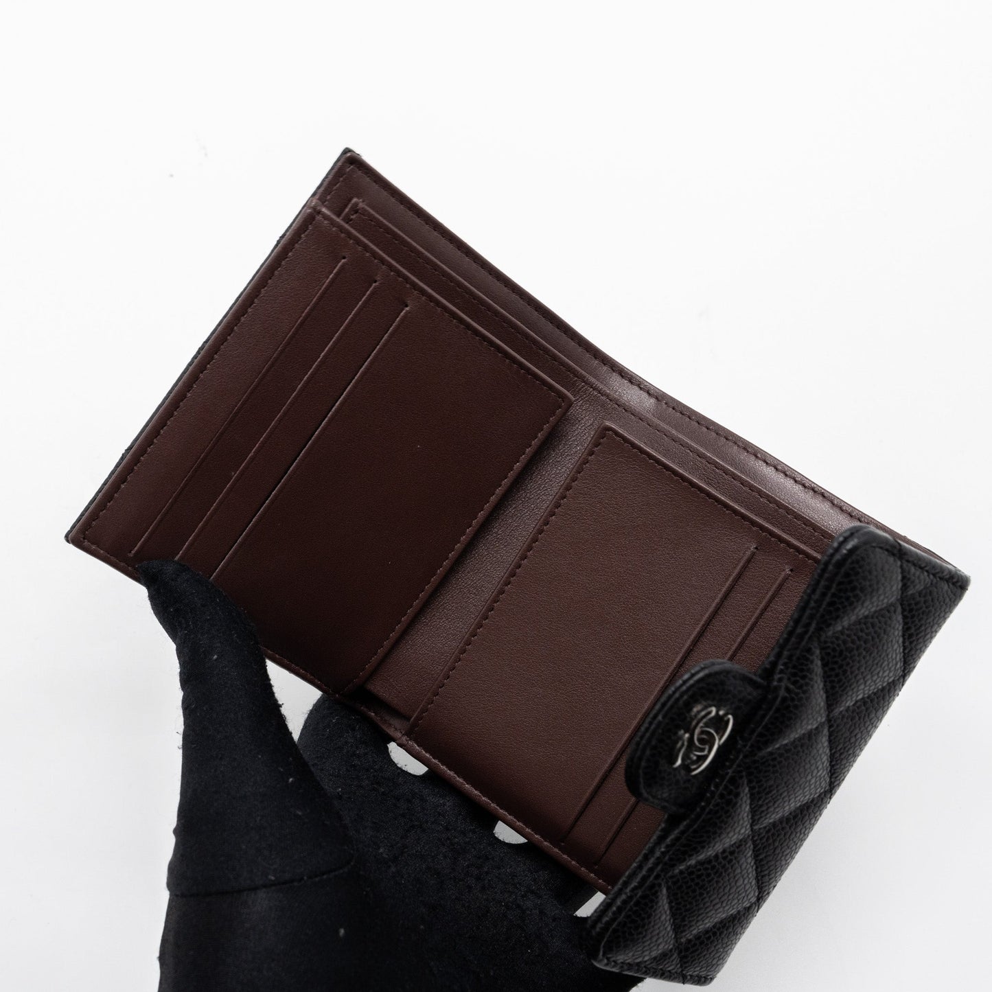 Chanel classic compact wallet caviar black
