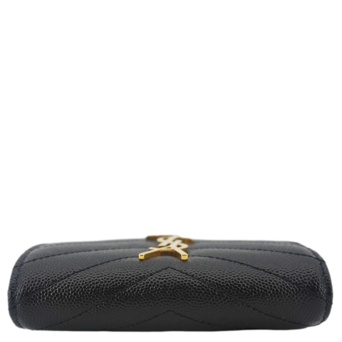 YVES SAINT LAURENT Monogram Envelope Small Grain de Poudre Leather Wallet Black
