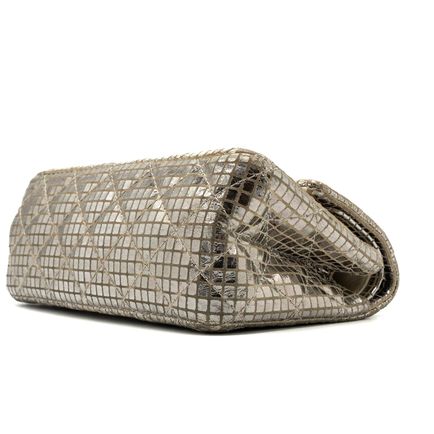 Chanel mini 2.55 reissue flap bag calfskin beige / silver