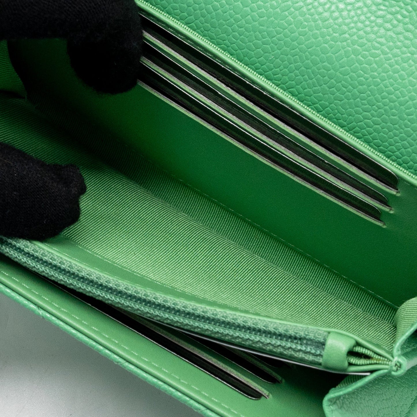 Chanel Classic Flap Wallet Chevron Caviar Green