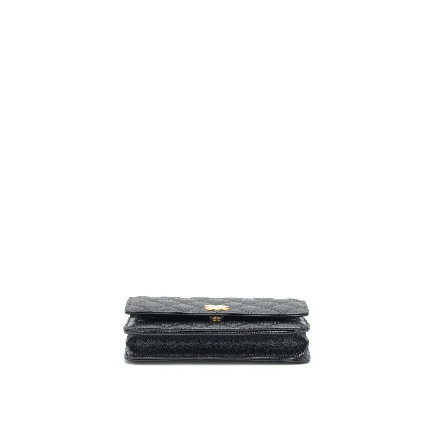 Chanel 22S Logo Top Handle Wallet On Chain Caviar Black
