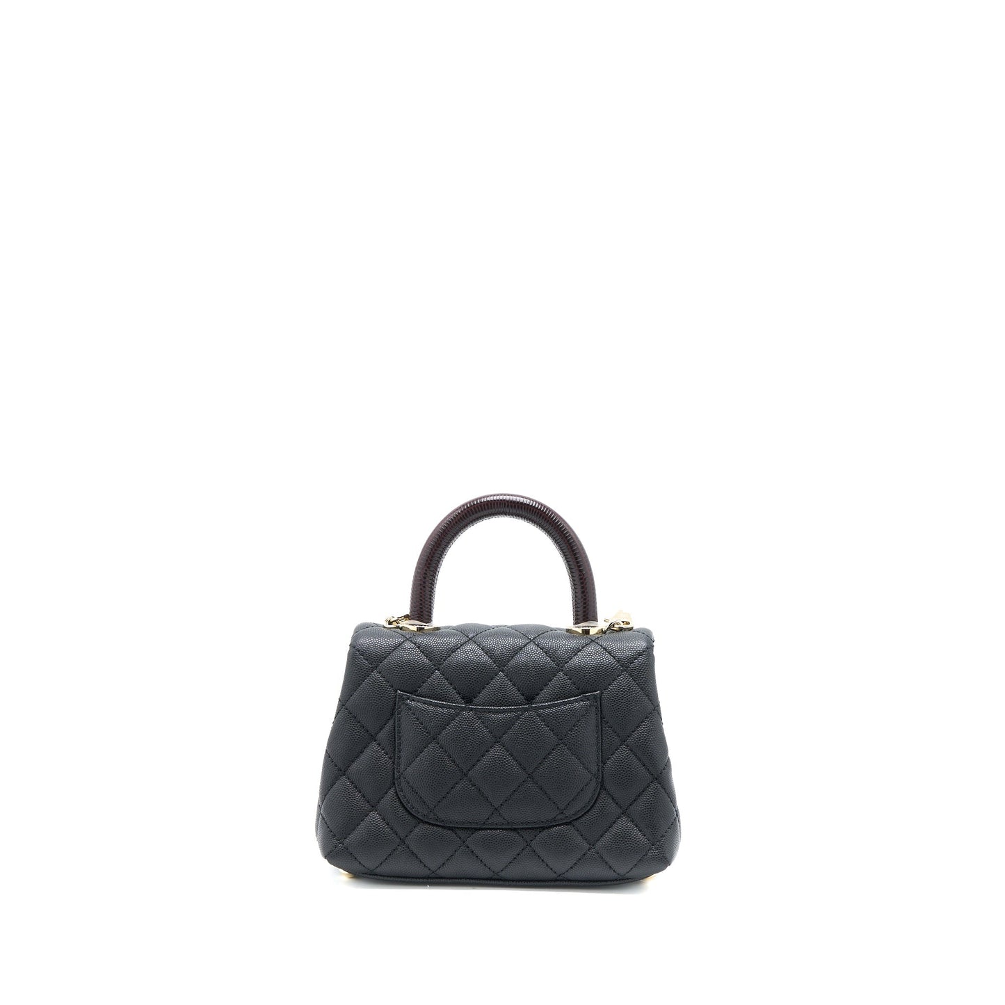 Chanel Mini Coco Handle Caviar Black/Burgundy Handle L