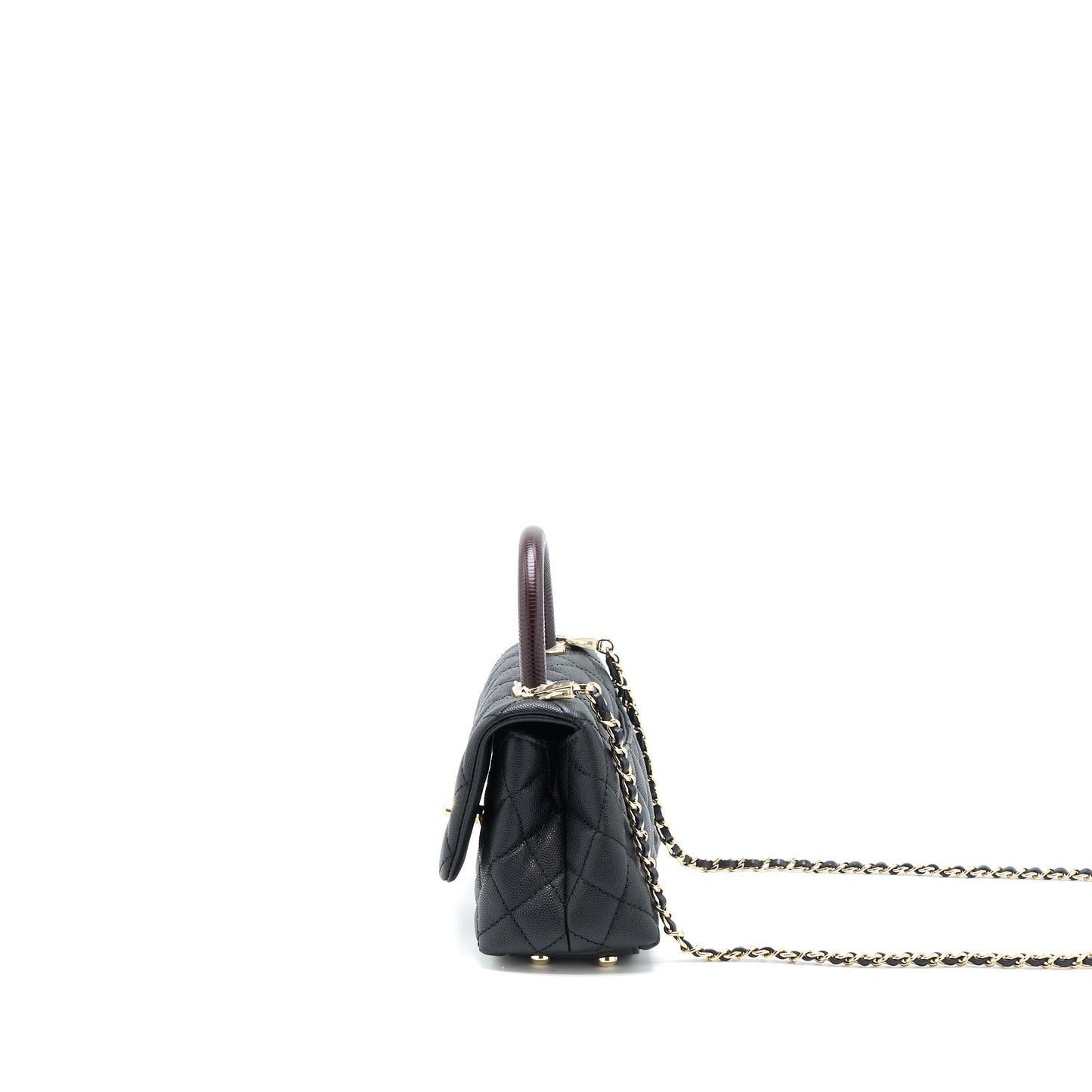 Chanel Mini Coco Handle Caviar Black/Burgundy Handle L