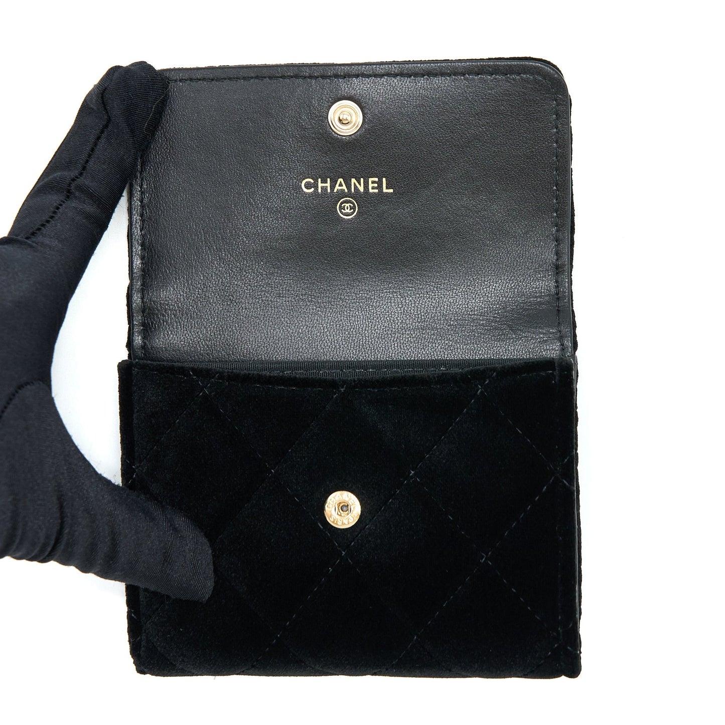 Chanel Small Flap Wallet Velvet Black L
