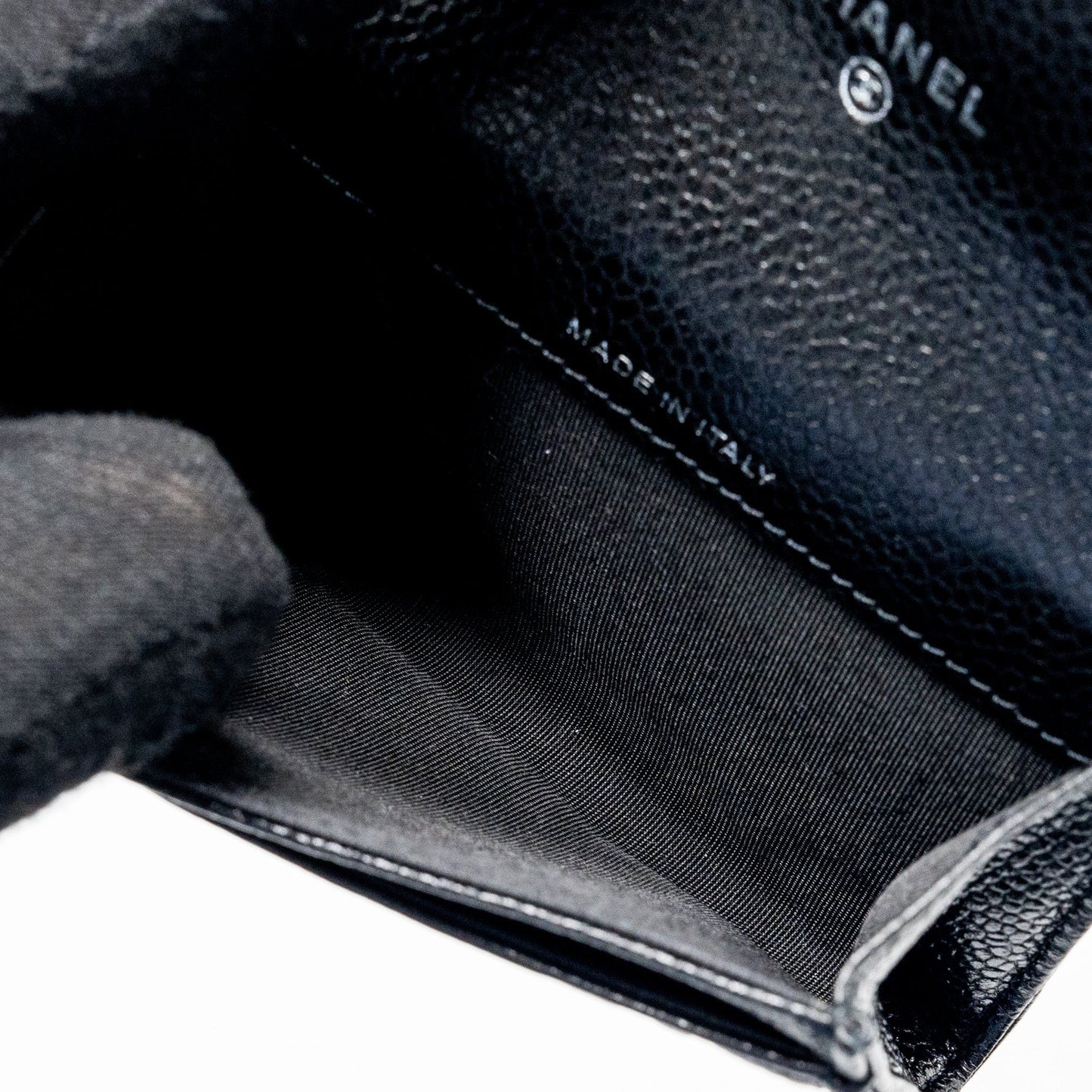 Chanel Camellia Embossed Card Holder Caviar Black