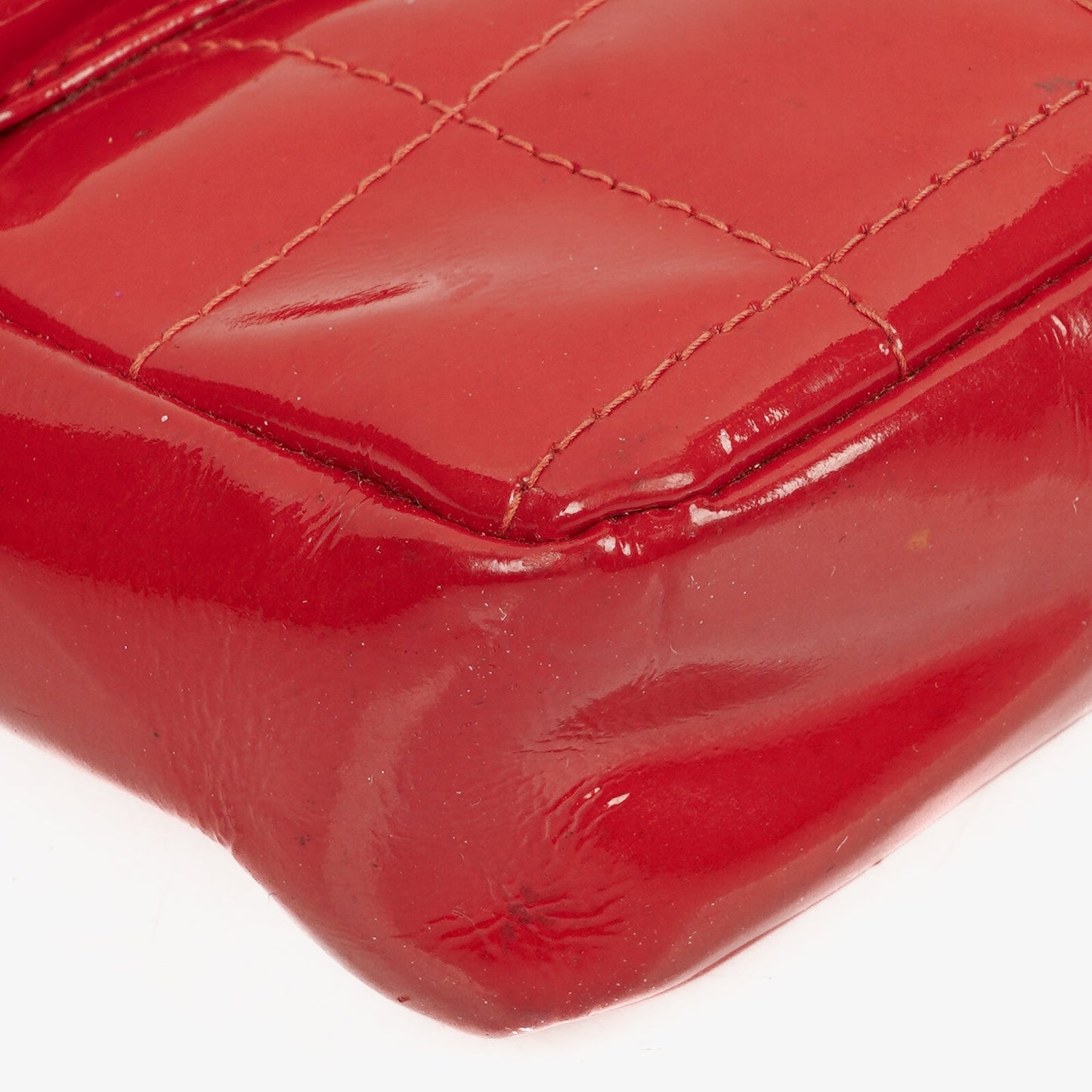 Chanel Red Patent Leather Chocolate Bar Waist Bag