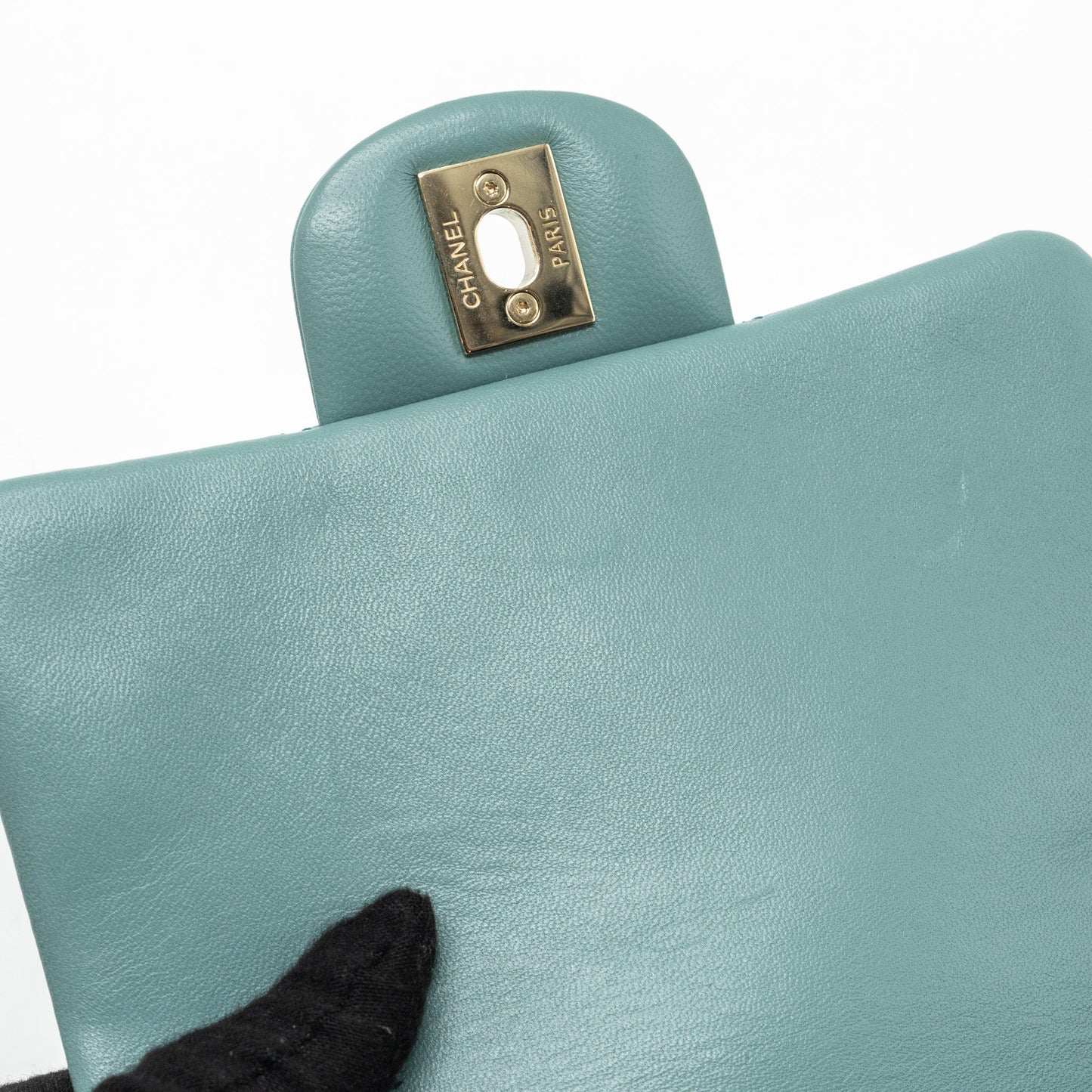 Chanel classic mini square flap bag lambskin green L (microchip)