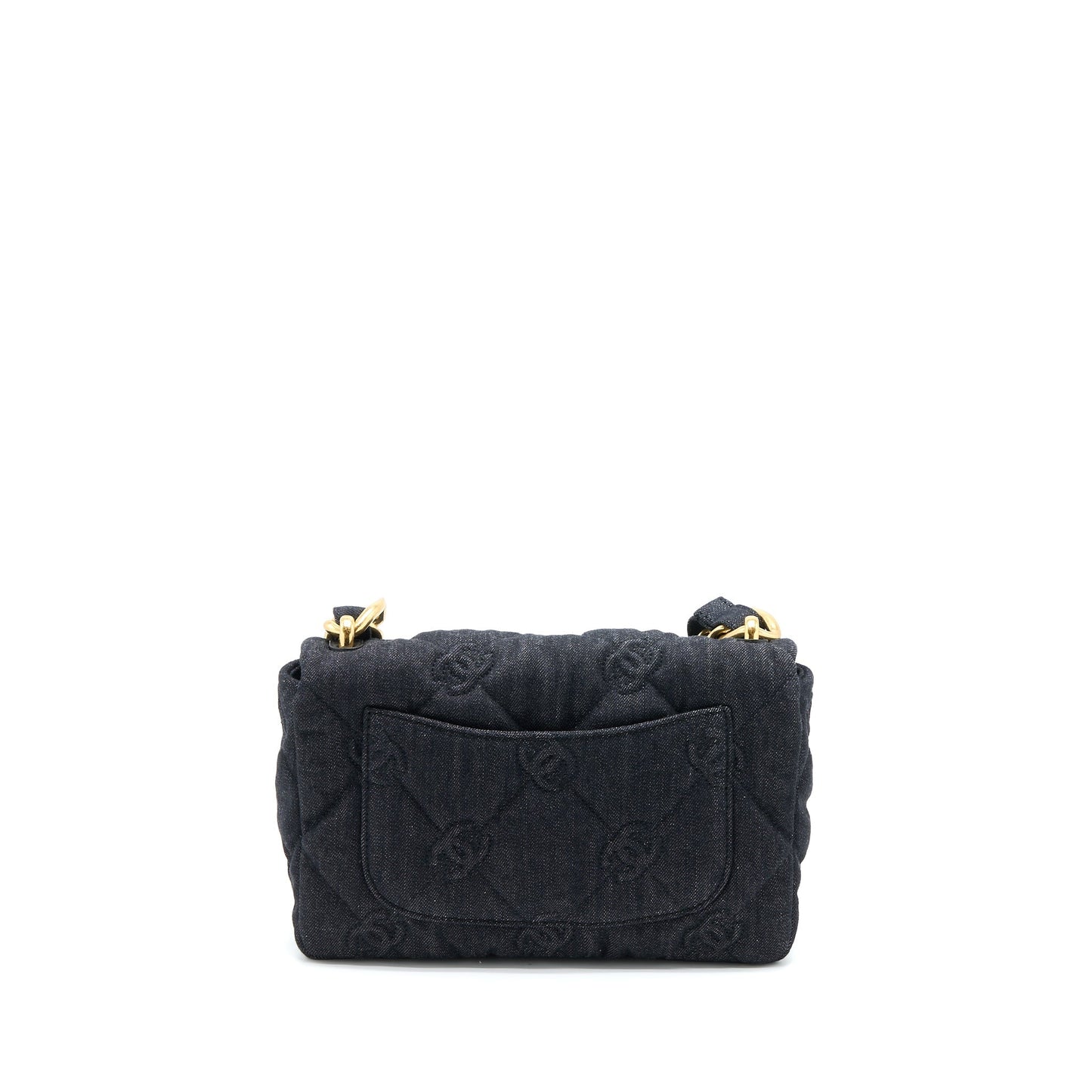 Chanel 22S Giant Chain Flap Shoulder Bag Denim Dark Blue Brushed  (Microchip)
