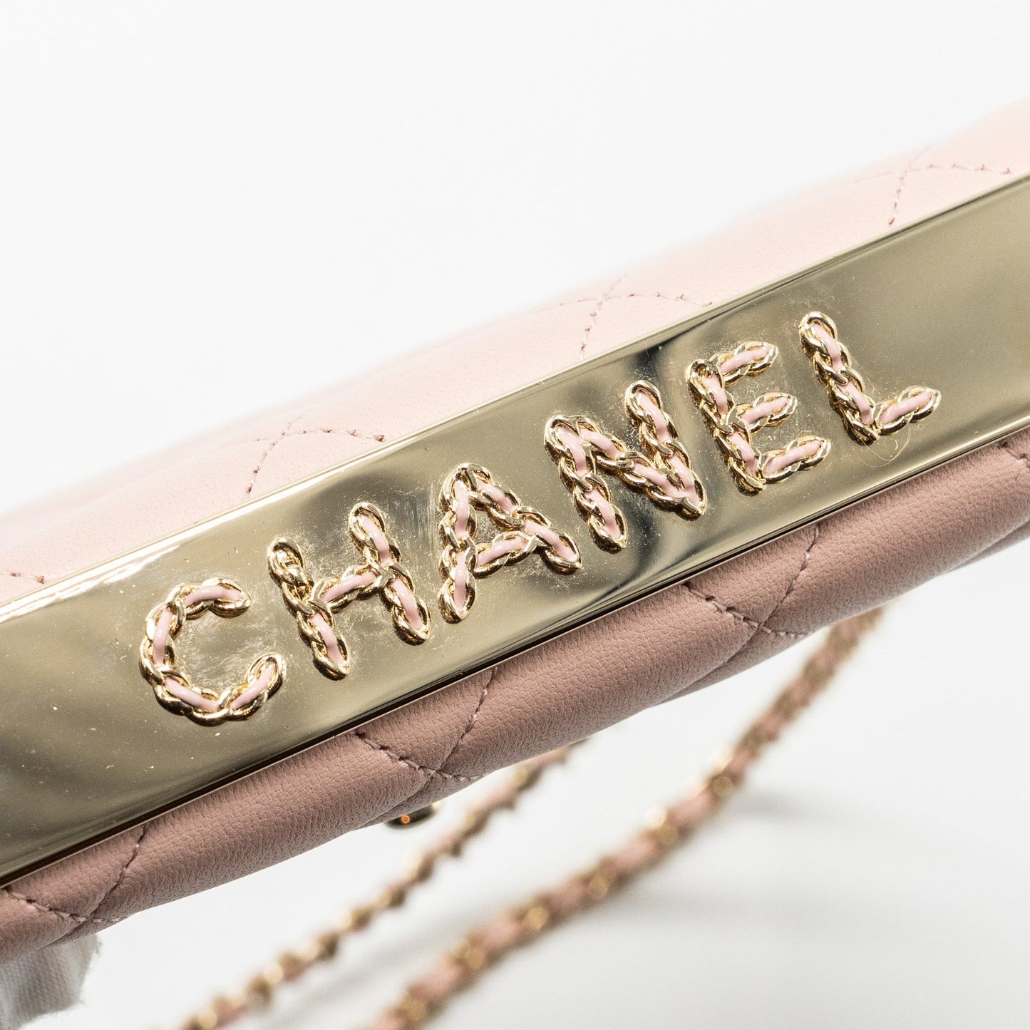 CHANEL Trendy CC Quilted Wallet On Chain Lambskin Light Pink L (microchip)