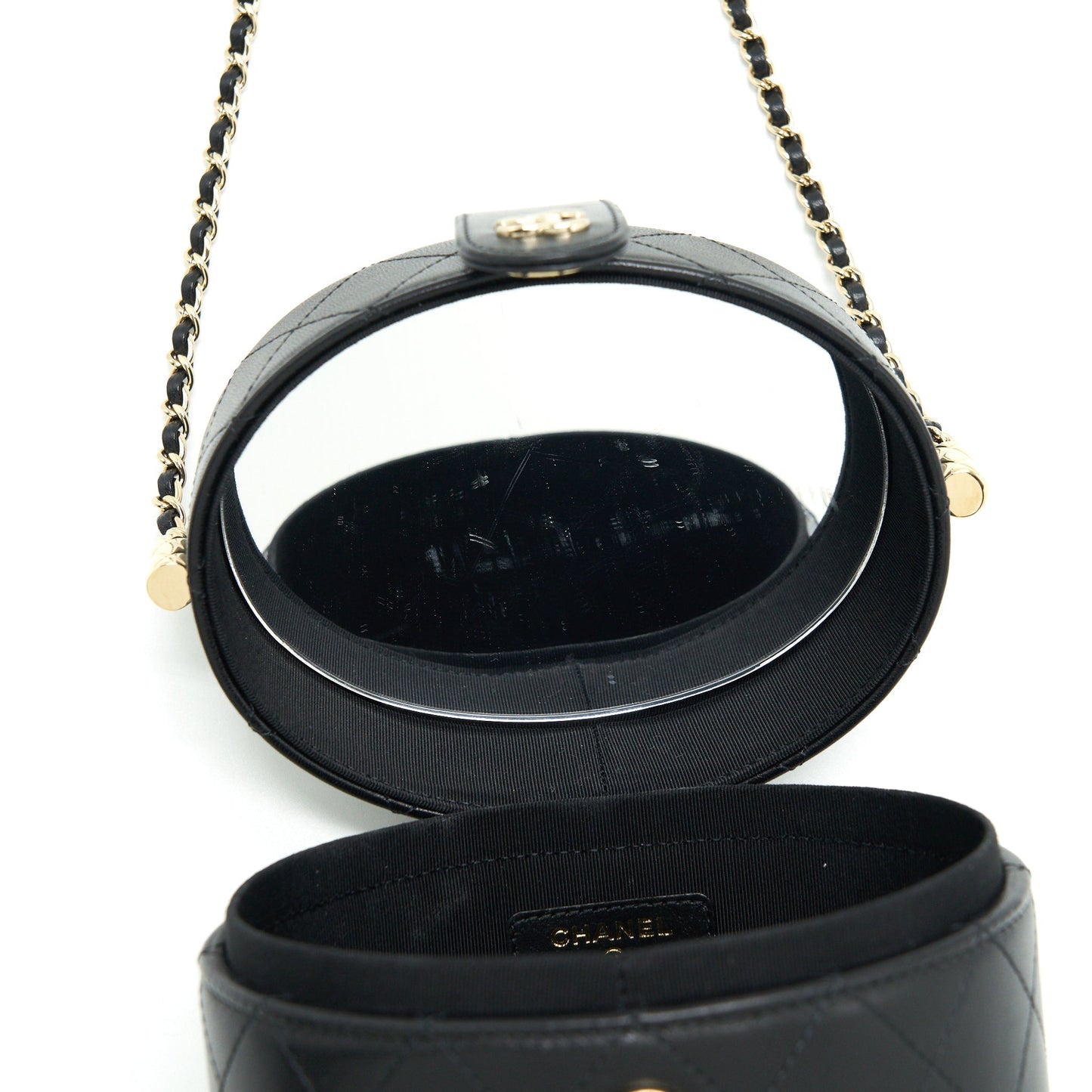 Chanel small vanity with chain lambskin black L