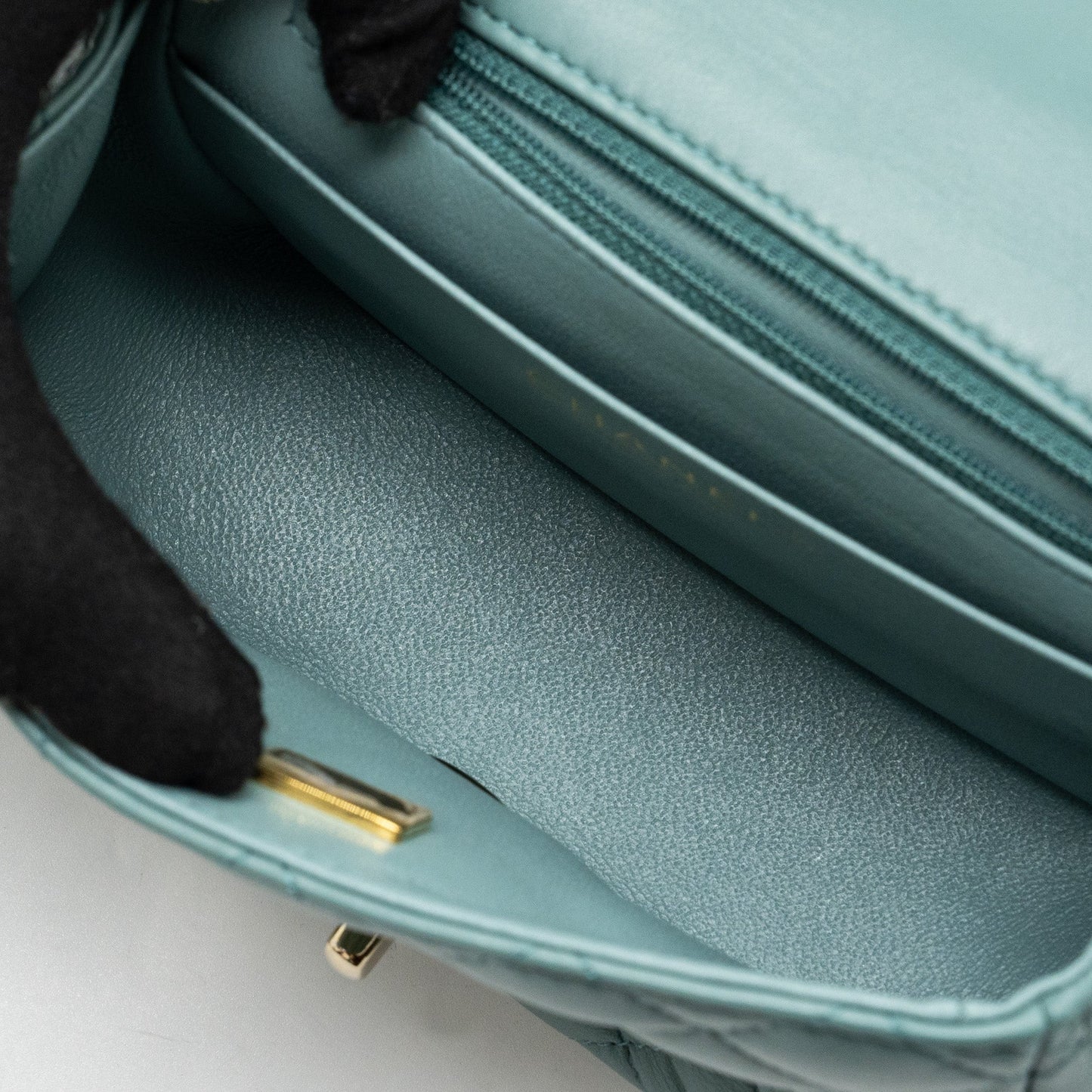 Chanel classic mini square flap bag lambskin green L (microchip)