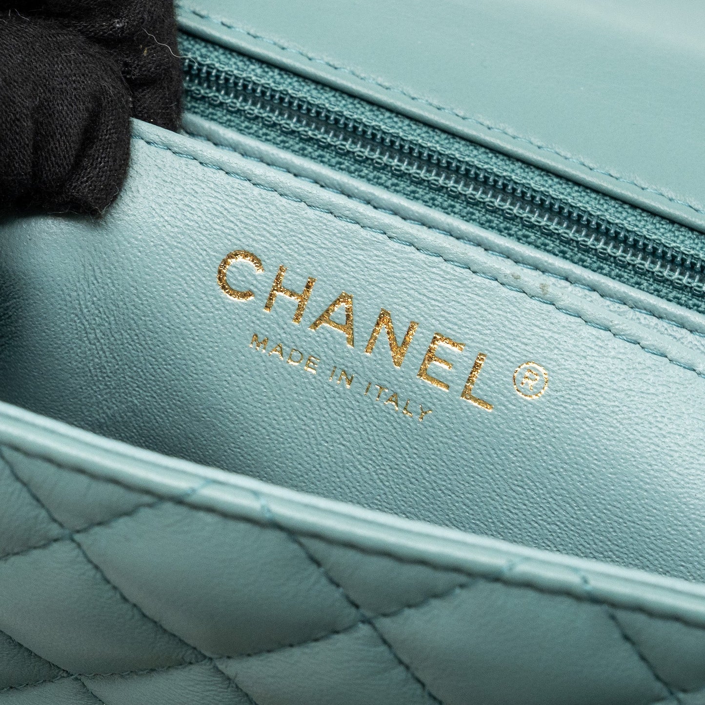 Chanel classic mini square flap bag lambskin green L (microchip)