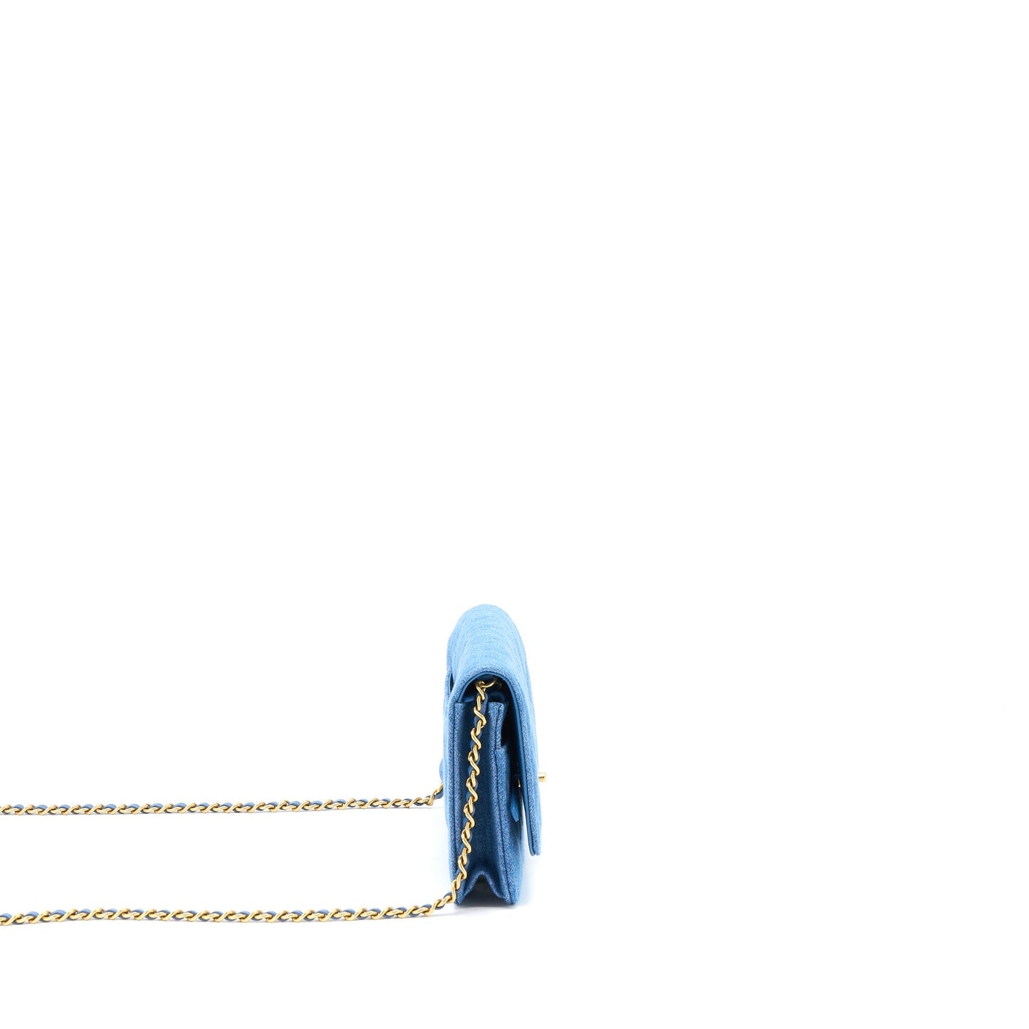 Chanel Pearl Crush Wallet On Chain Denim  (Microchip)