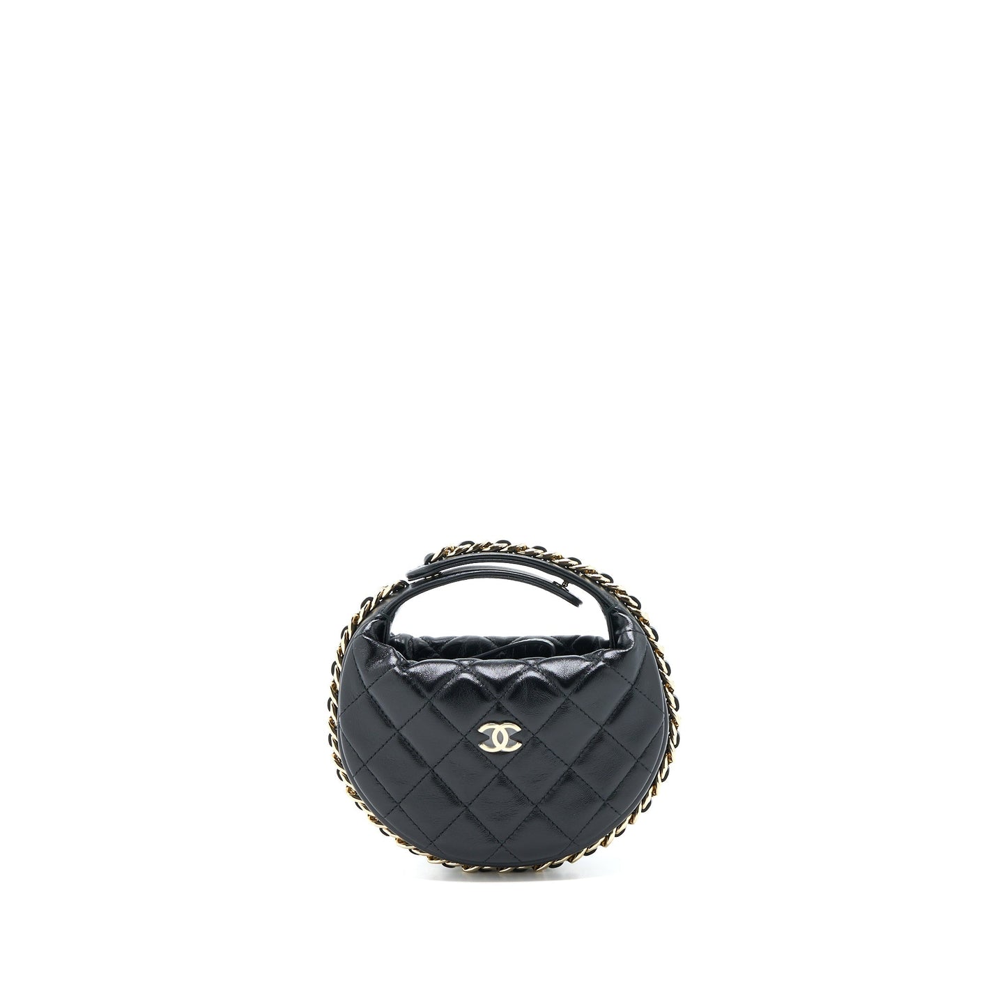 Chanel 23c Round Cruise Pouch Lambskin Black L (Microchip)