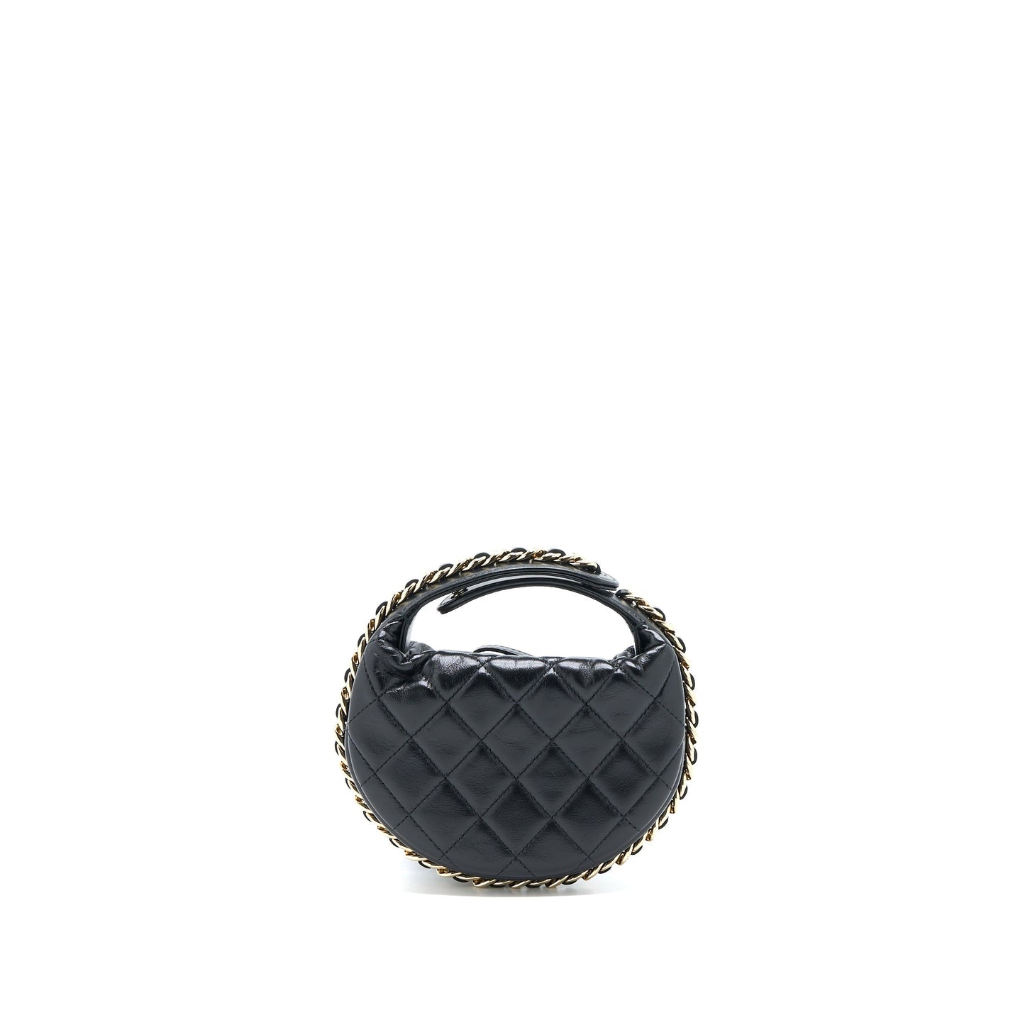 Chanel 23c Round Cruise Pouch Lambskin Black L (Microchip)