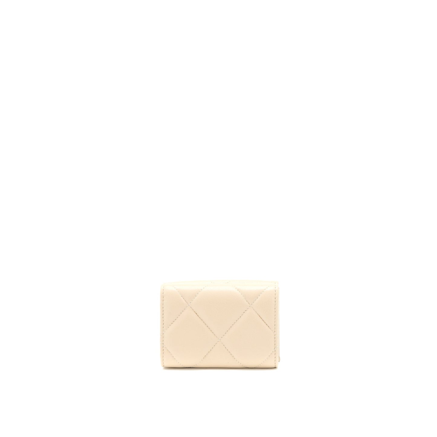 Chanel 19 Flap Compact Wallet Lambskin Beige