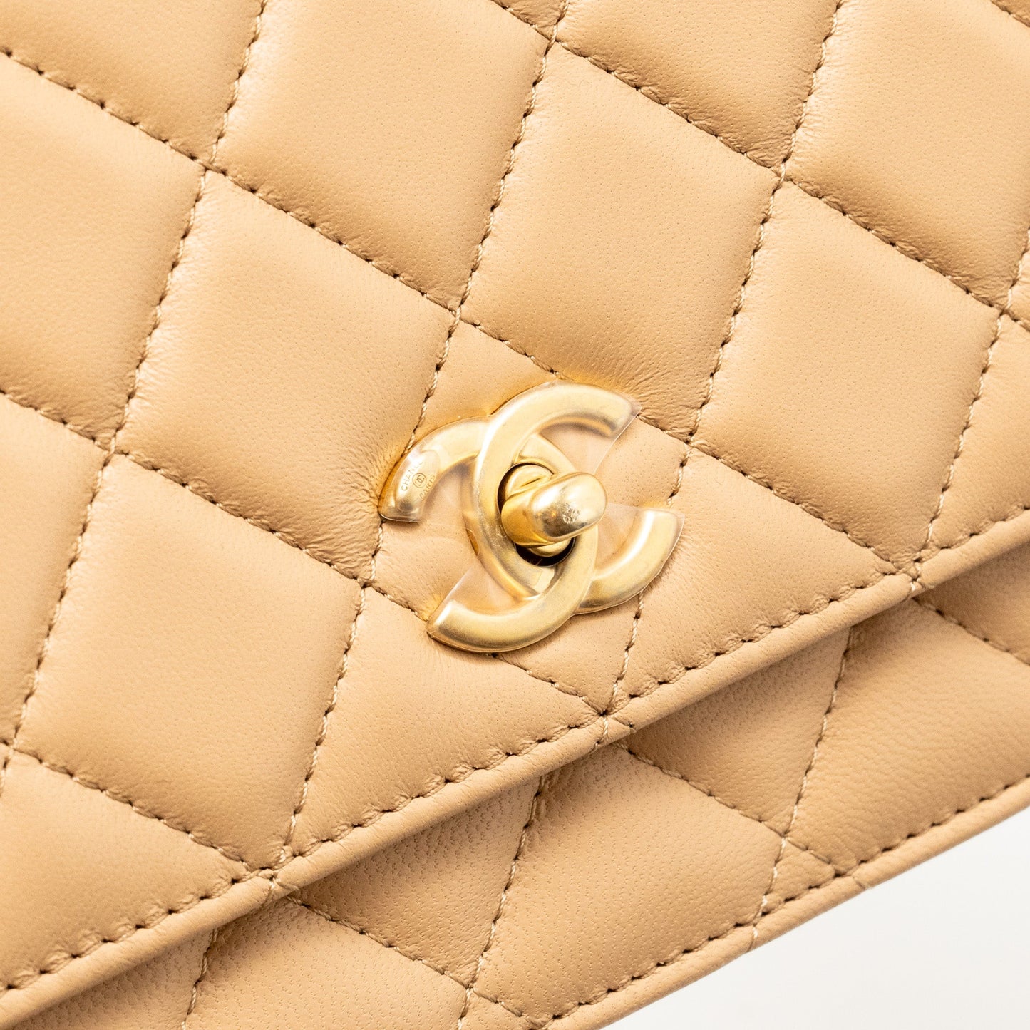 Chanel Pearl Crush Wallet On Chain Lambskin Beige  (microchip)