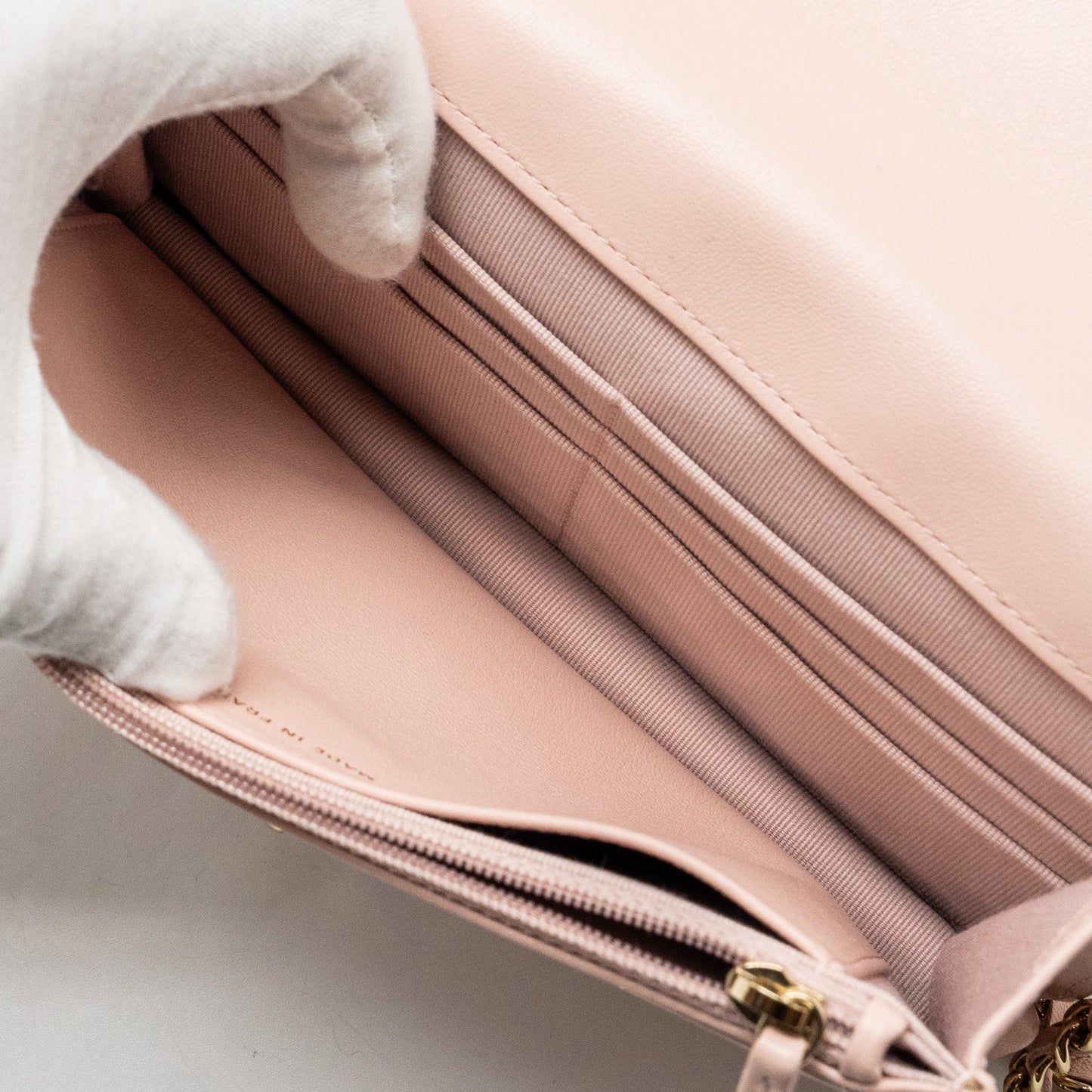 CHANEL Trendy CC Quilted Wallet On Chain Lambskin Light Pink L (microchip)