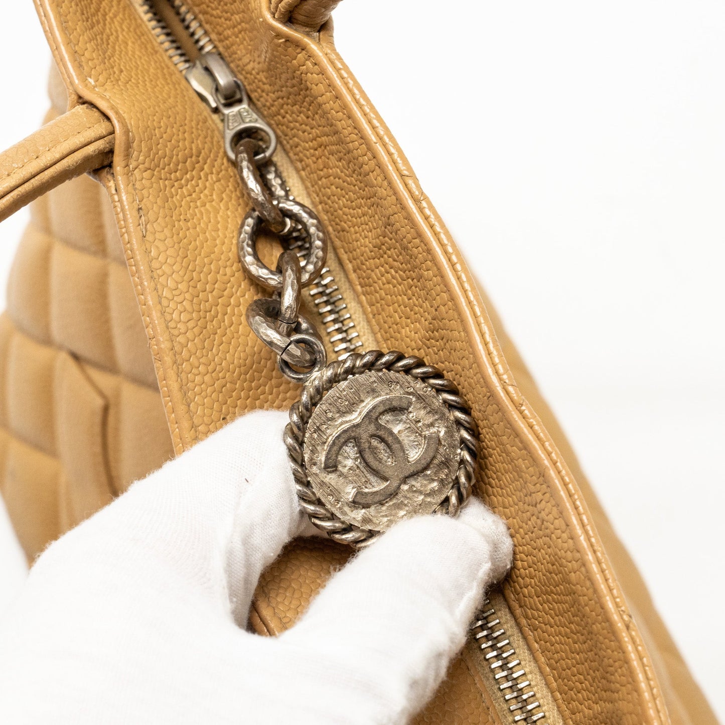 CHANEL  Medallion Tote Bag Caviar Beige
