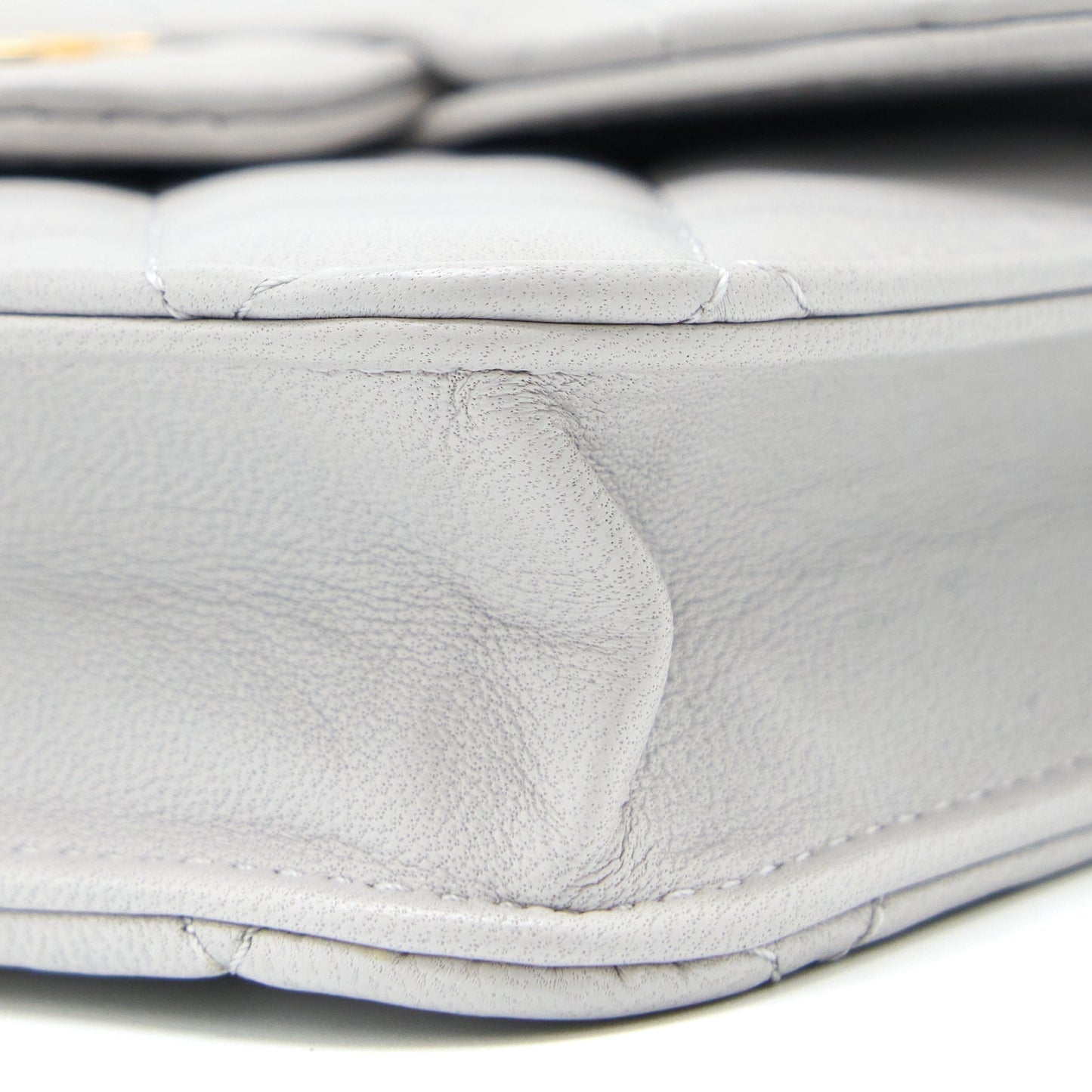 Chanel Mini Top Handle Flap Bag Lambskin Light Grey Brushed