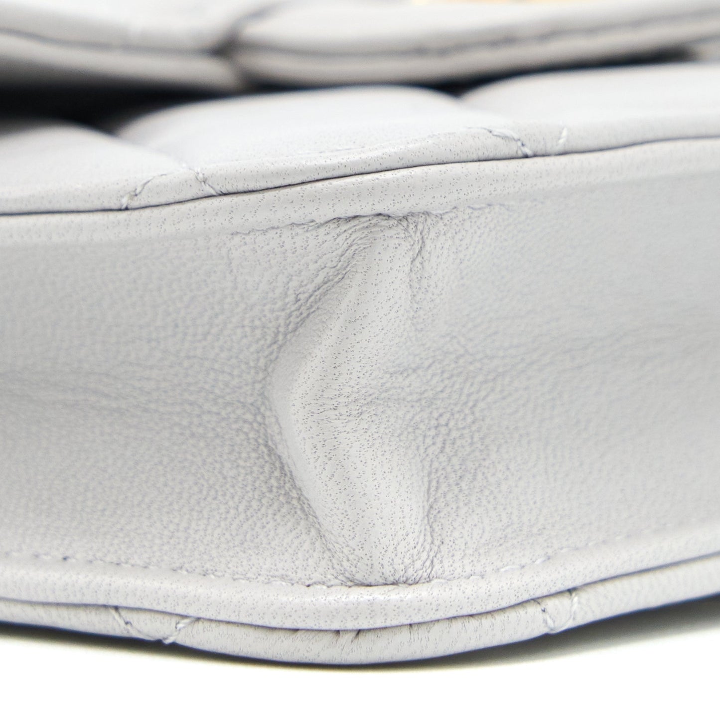 Chanel Mini Top Handle Flap Bag Lambskin Light Grey Brushed