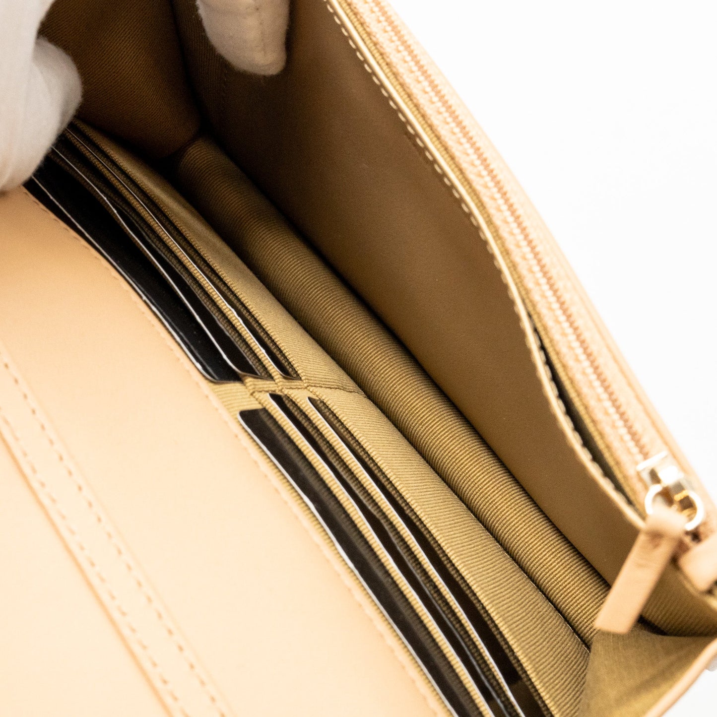 Chanel Pearl Crush Wallet On Chain Lambskin Beige  (microchip)