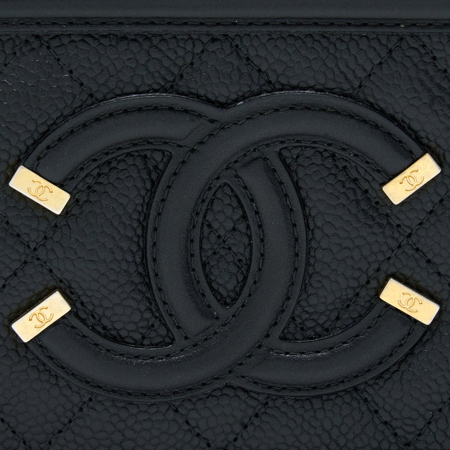 Chanel Filigree Long Wallet On Chain Caviar Black