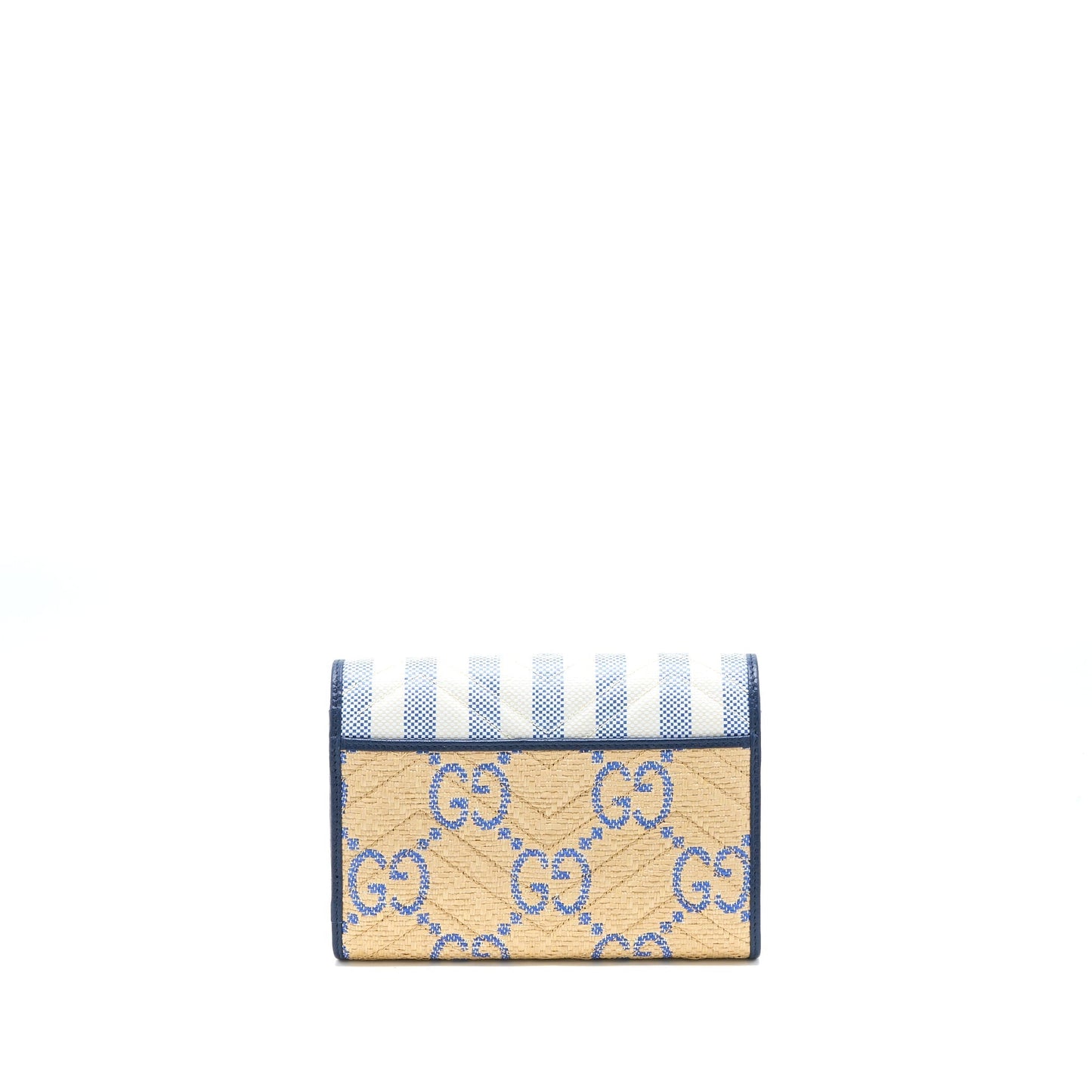 Gucci GG Marmont Flap Bag Matelasse Raffia Blue/Multicolour Brushed