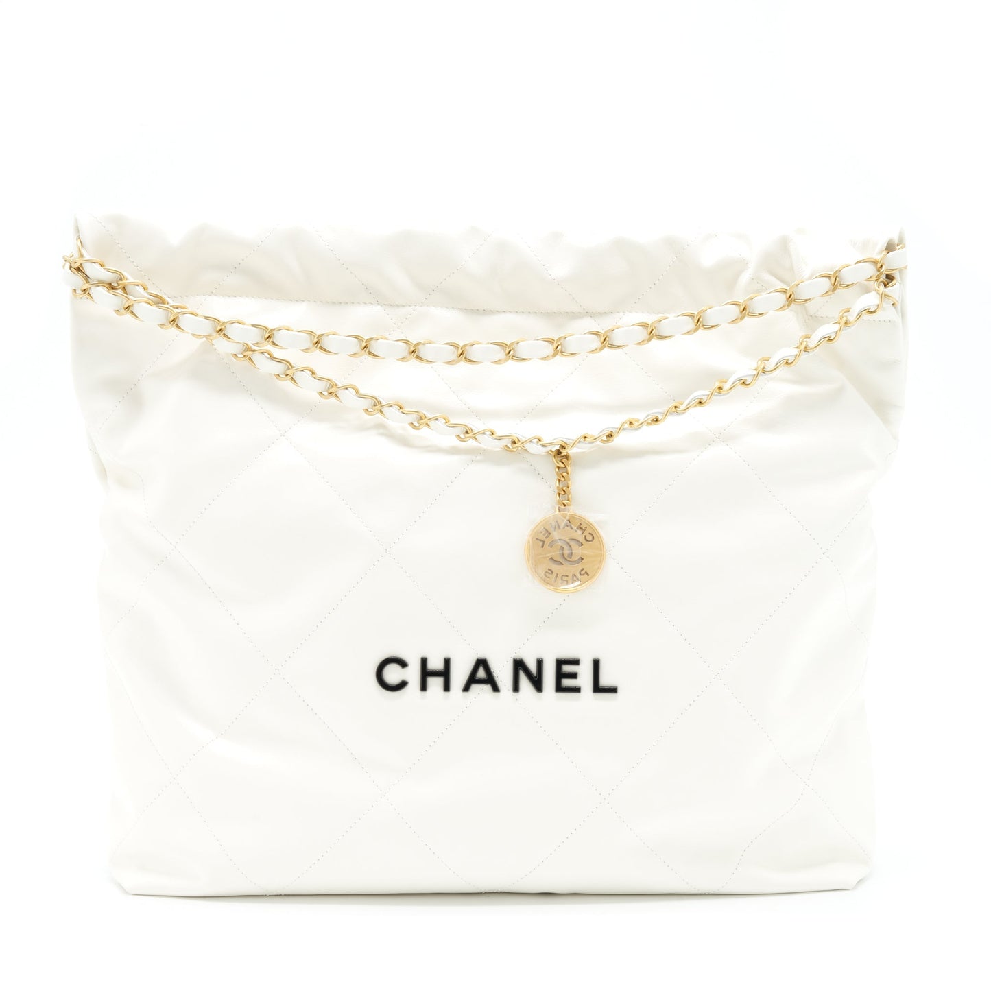 Chanel Medium 22 Bag Shiny Calfskin White
