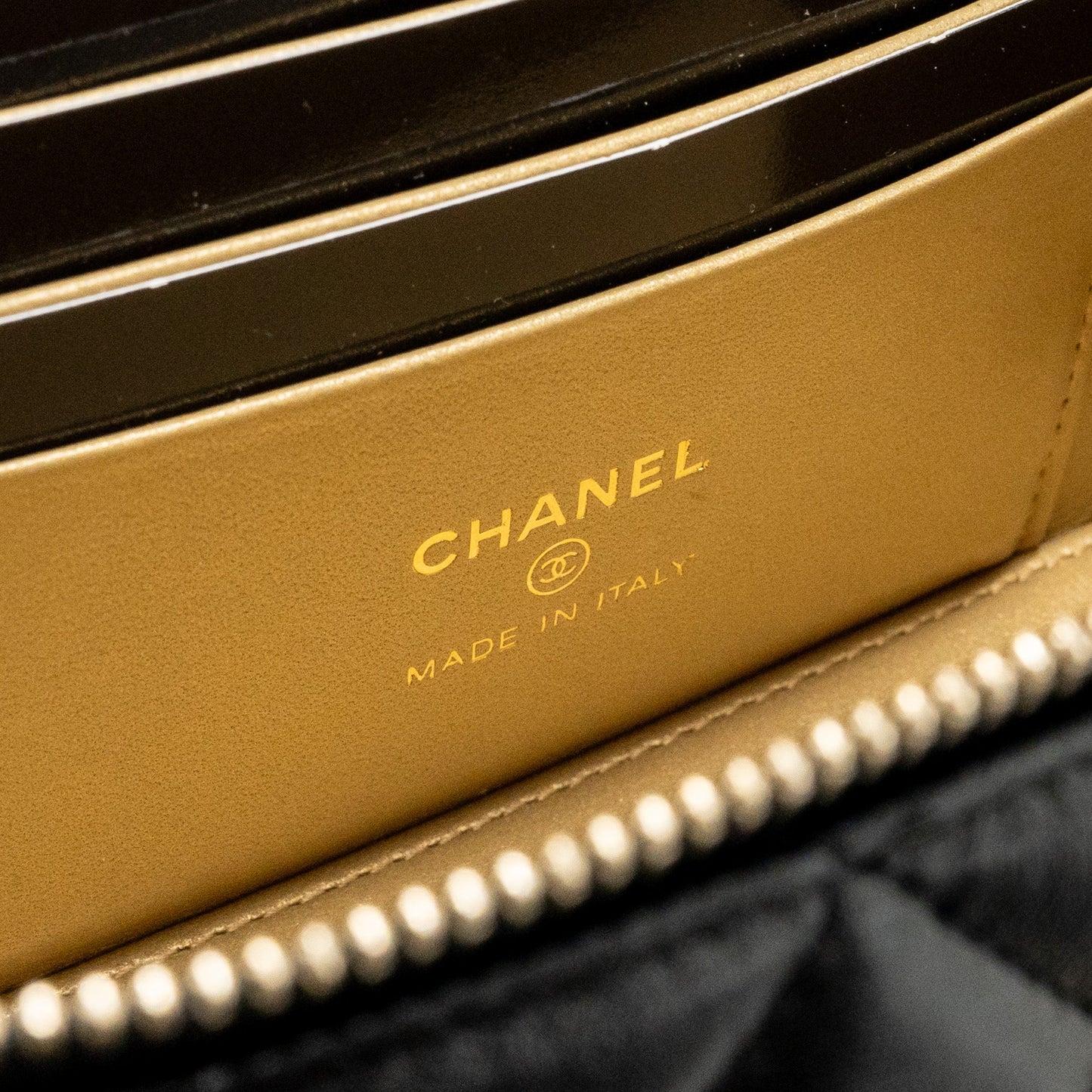 Chanel 24a Long Vanity Case With CC Logo Adjustable Chain Lambskin Black (microchip)
