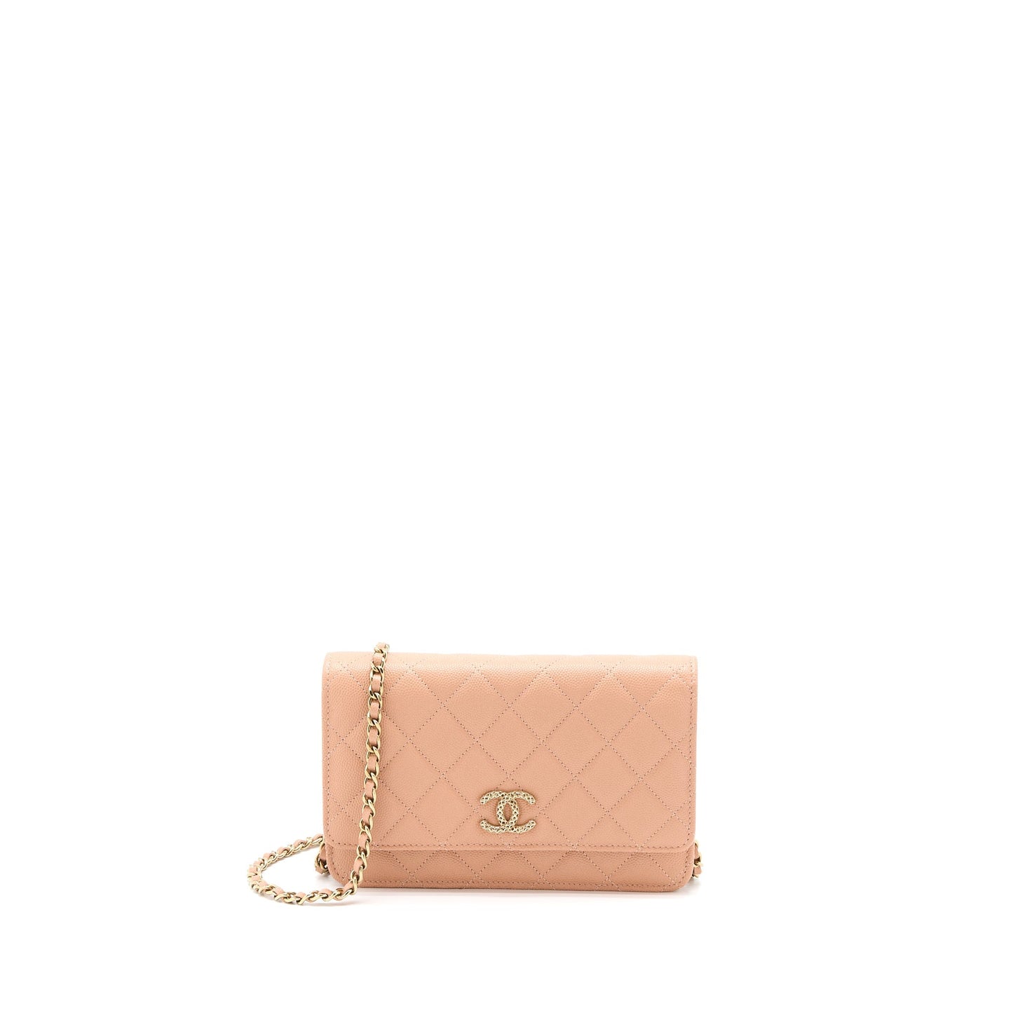 Chanel Giant CC Logo Wallet On Chain Caviar Dark Pink L (Microchip)